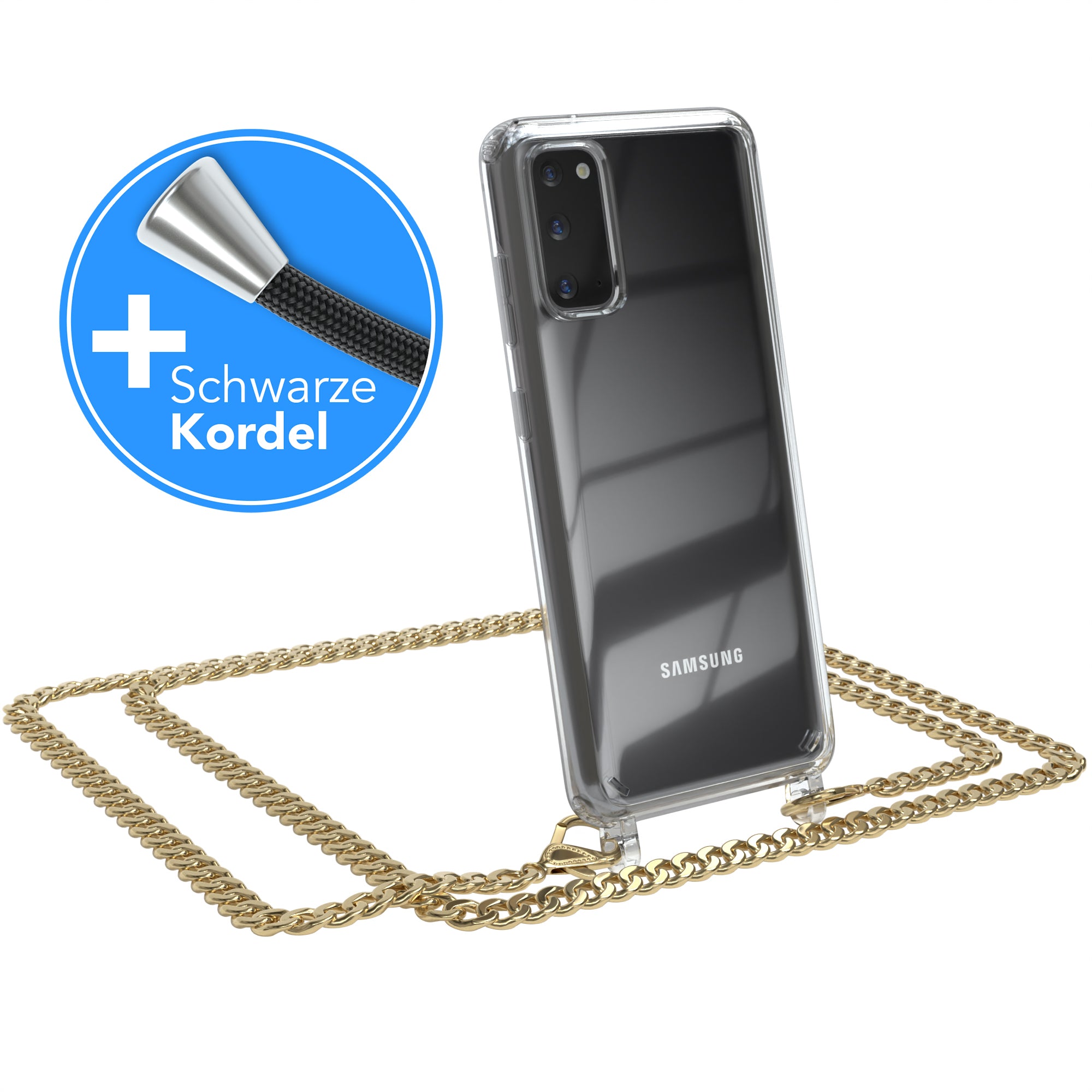 Galaxy S20 / 5G Hülle mit Metallkette + Schwarze Kordel