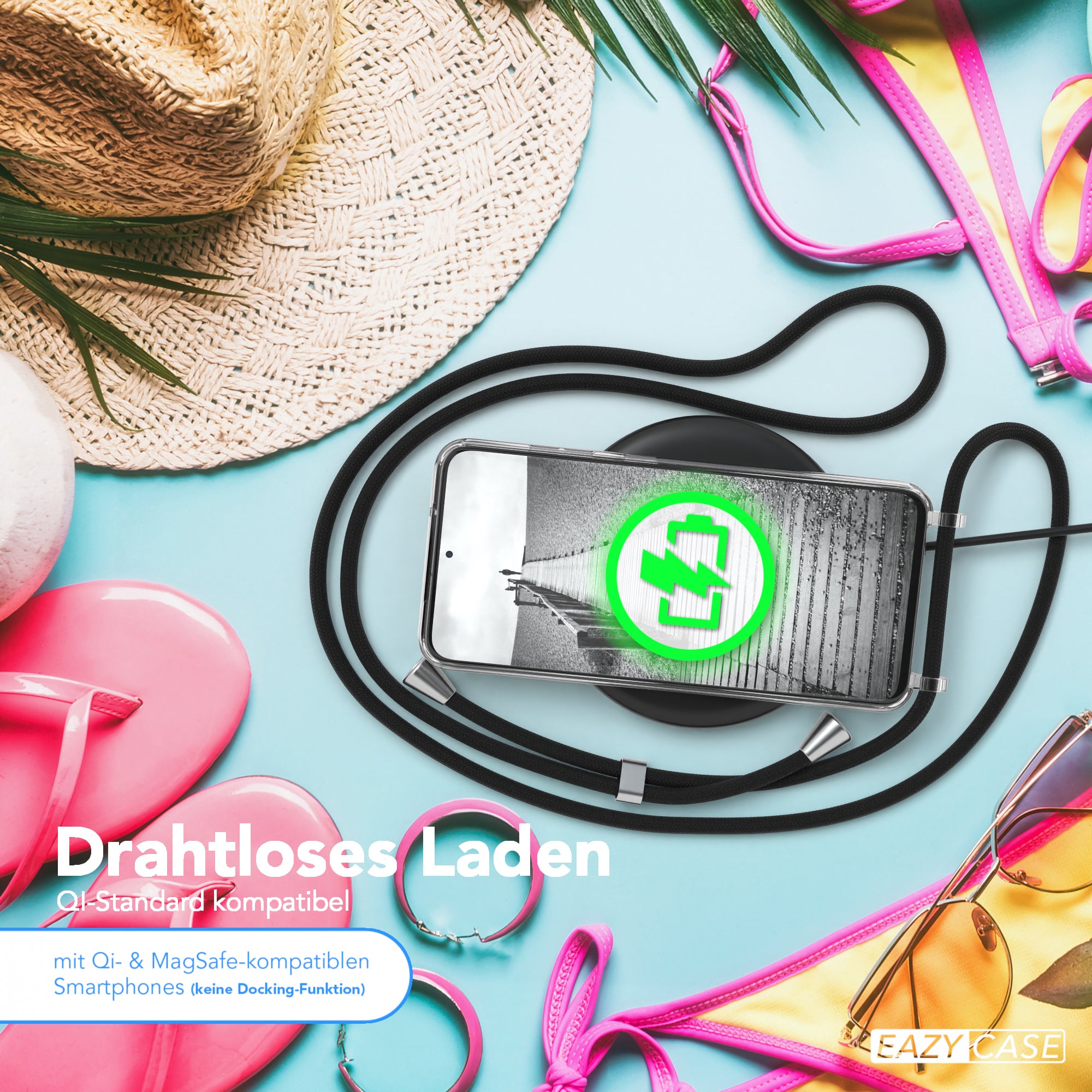 Galaxy S20 / 5G Hülle mit Metallkette + Schwarze Kordel