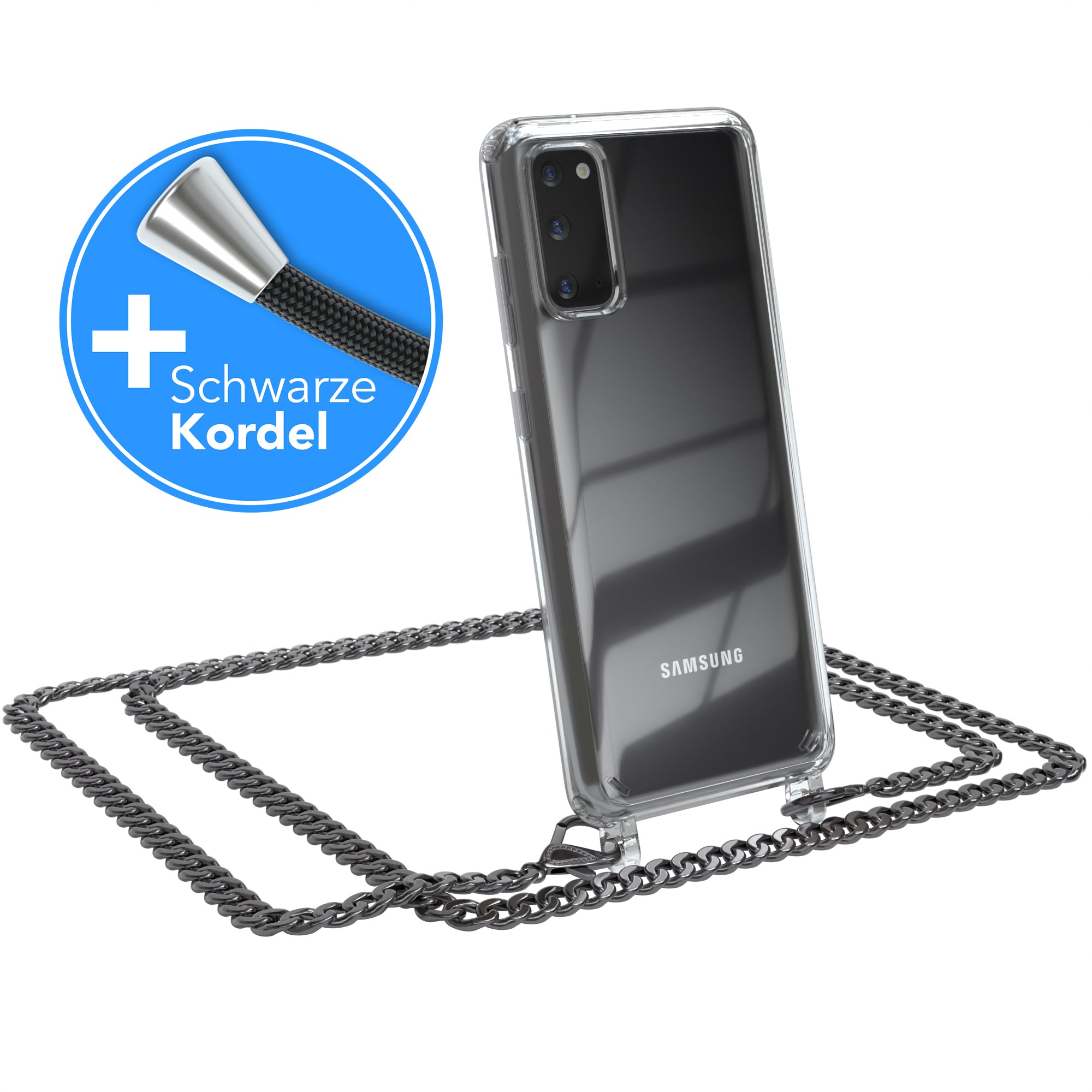 Galaxy S20 / 5G Hülle mit Metallkette + Schwarze Kordel