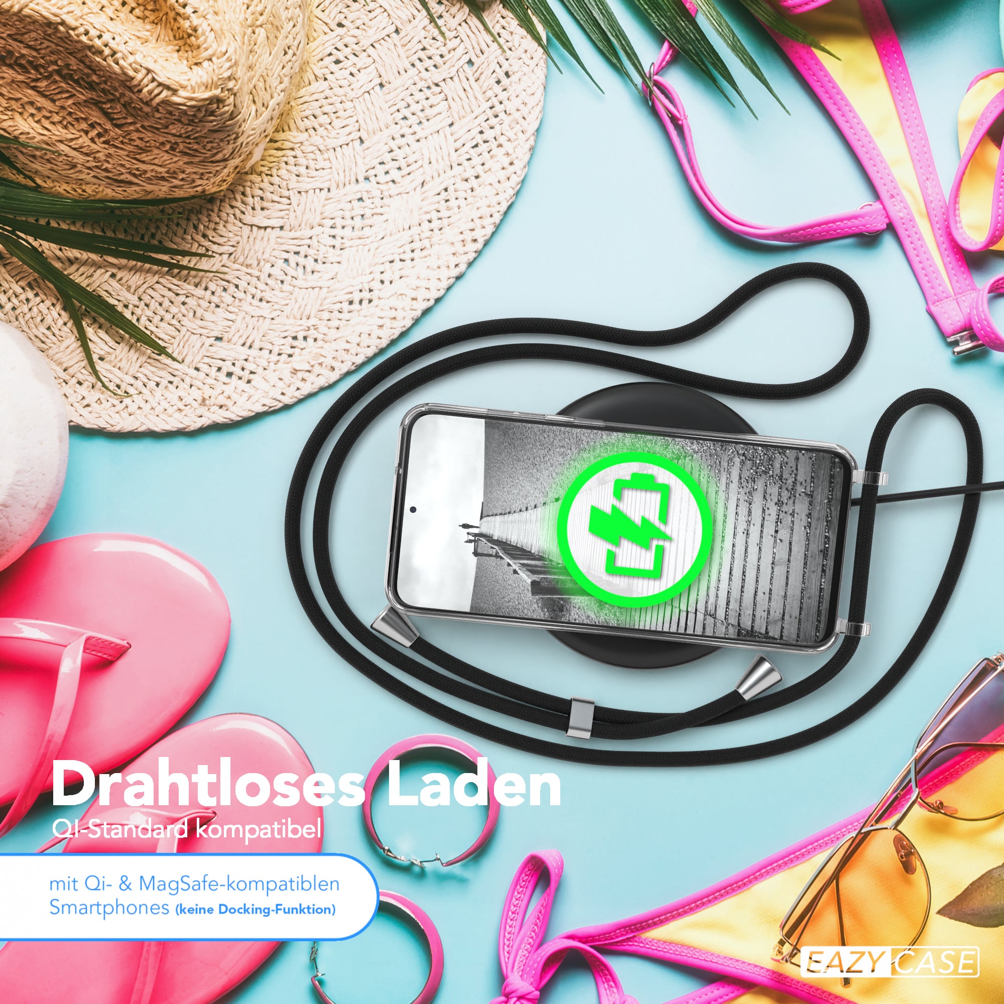 Galaxy S20 / 5G Hülle mit Metallkette + Schwarze Kordel