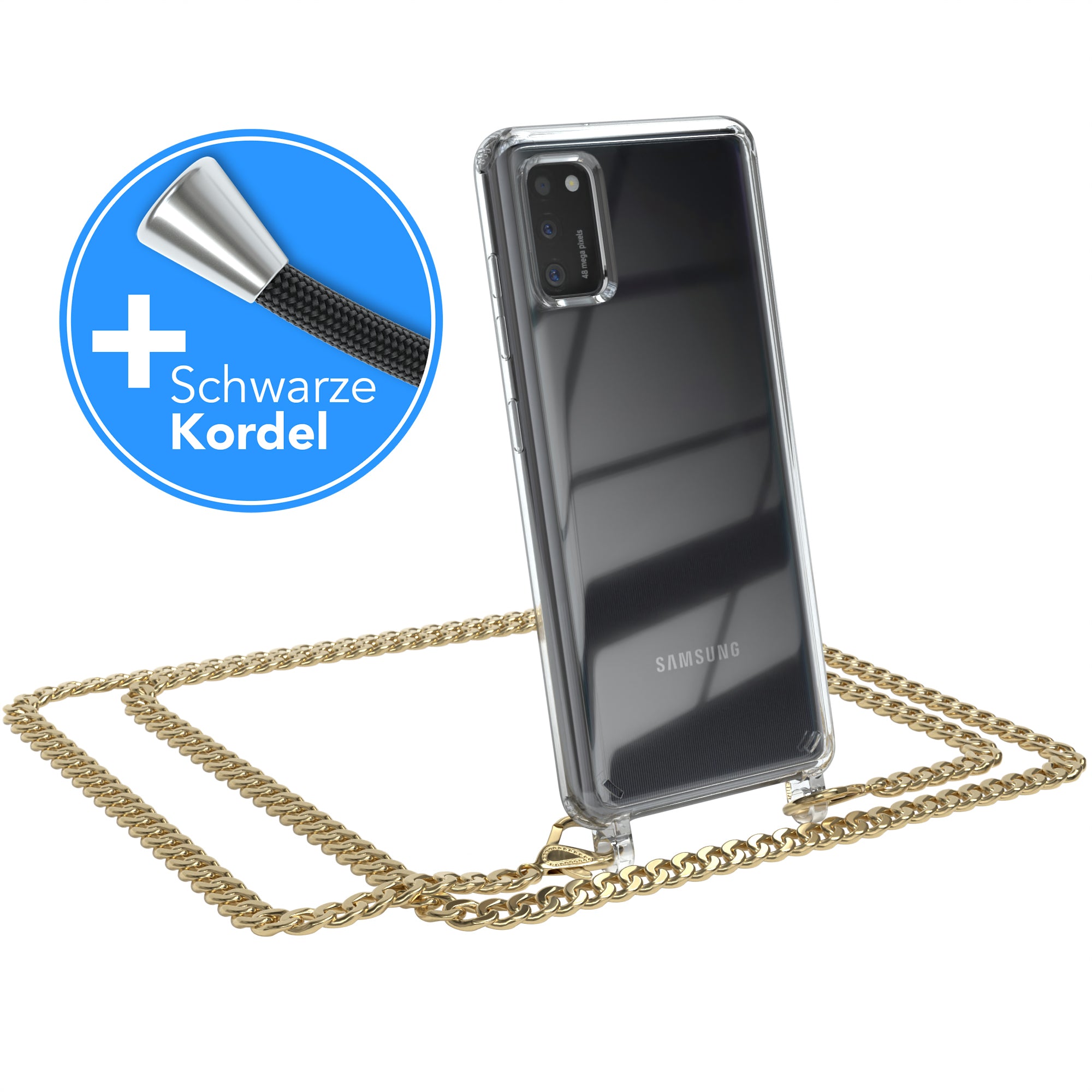 Galaxy A41 Hülle mit Metallkette + Schwarze Kordel