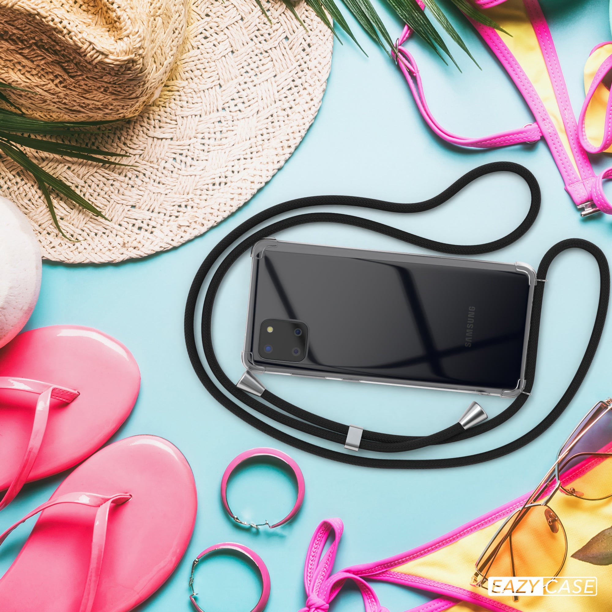 Galaxy Note 10 Lite Hülle mit Metallkette + Schwarze Kordel