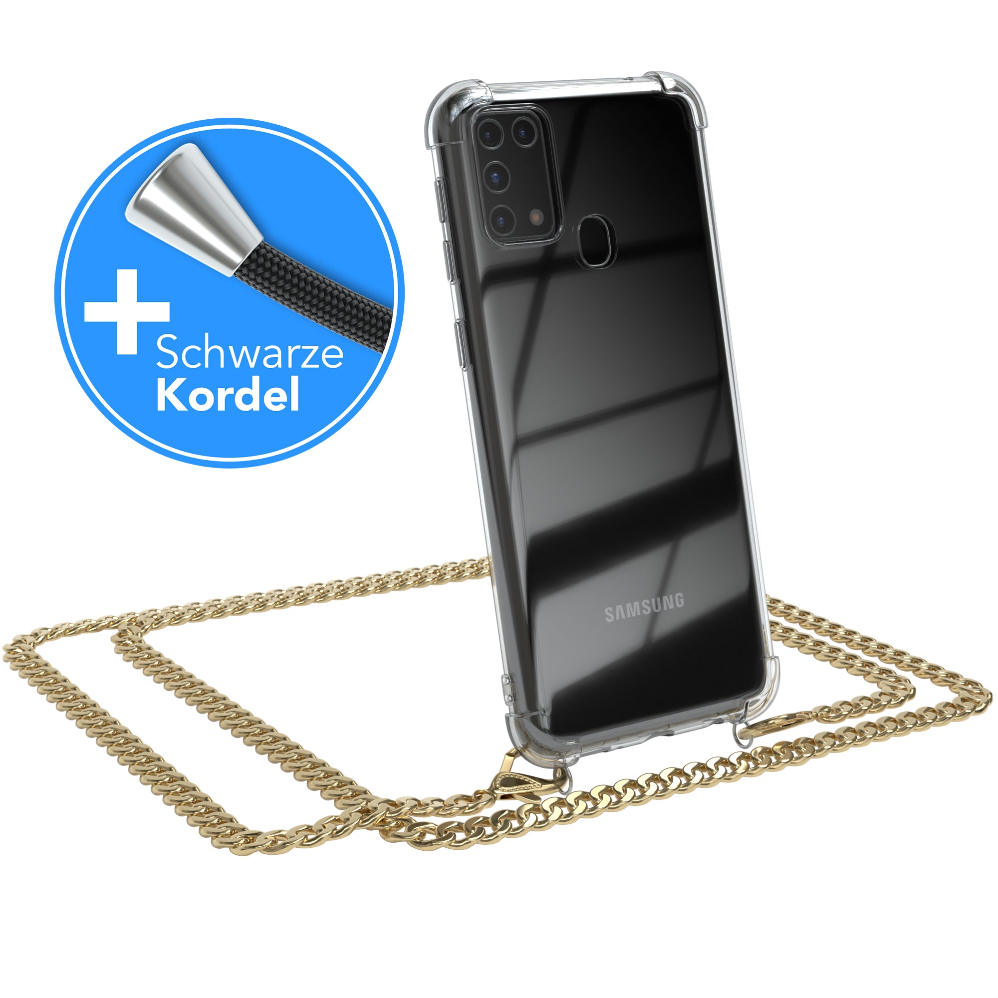 Galaxy M31 Hülle mit Metallkette + Schwarze Kordel