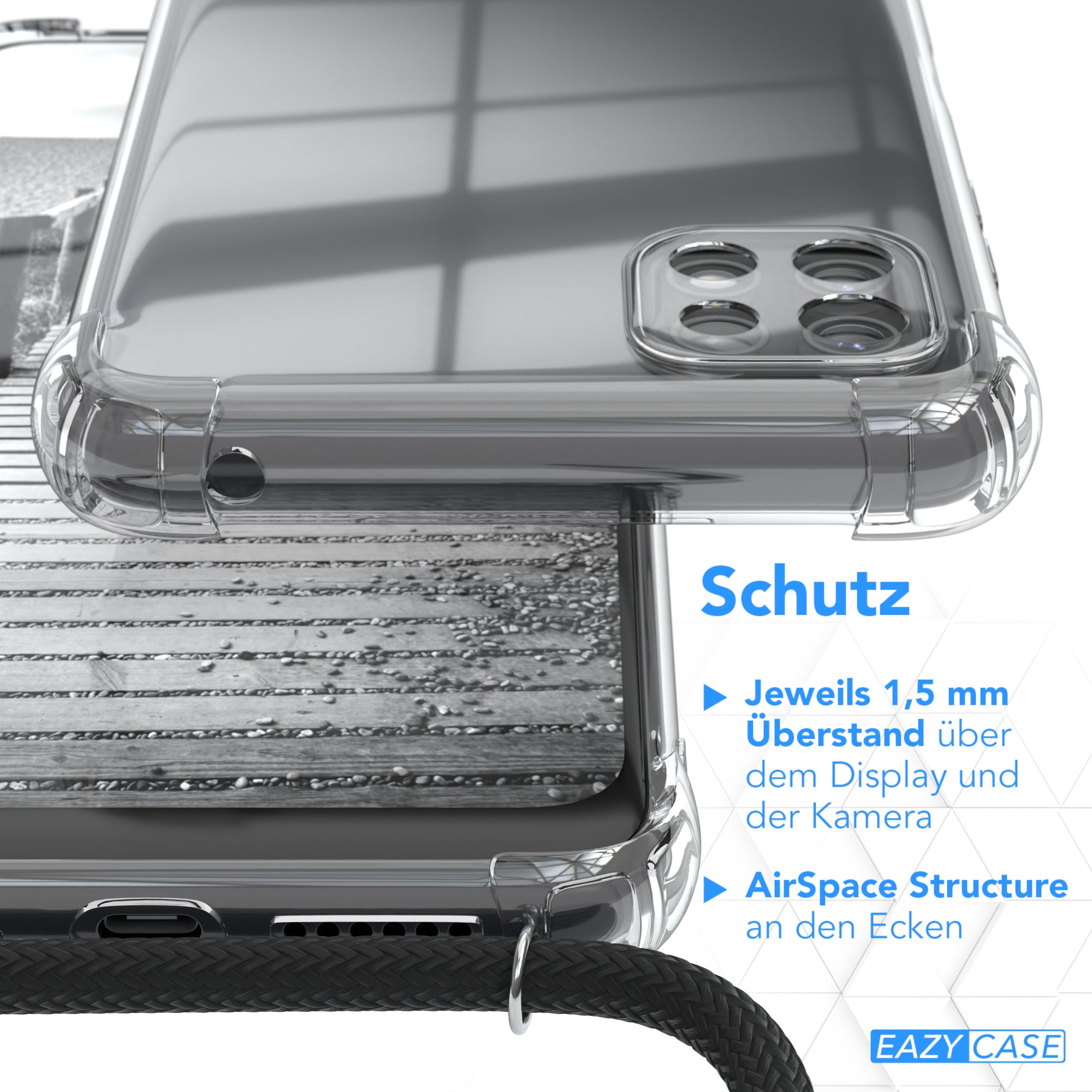 Galaxy A22 Hülle mit Metallkette + Schwarze Kordel