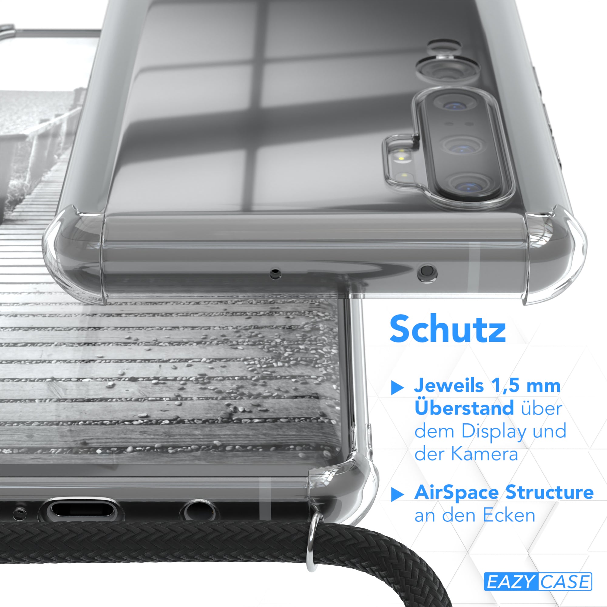 Xiaomi Mi Note 10 / Mi Note 10 Pro Hülle mit Metallkette + Schwarze Kordel