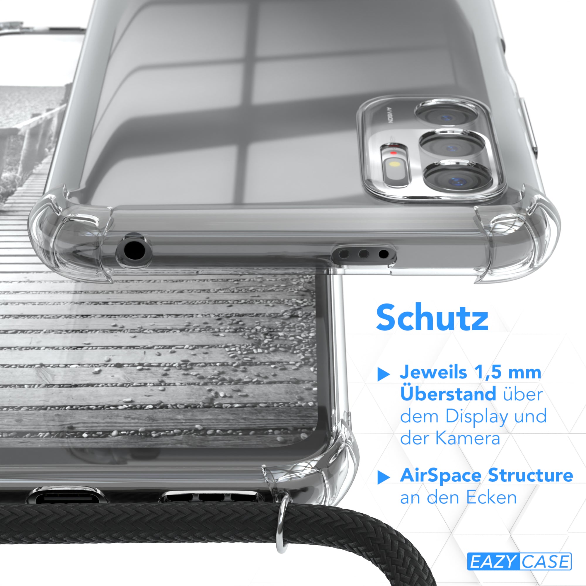 Xiaomi Redmi Note 10 5G Hülle mit Metallkette + Schwarze Kordel