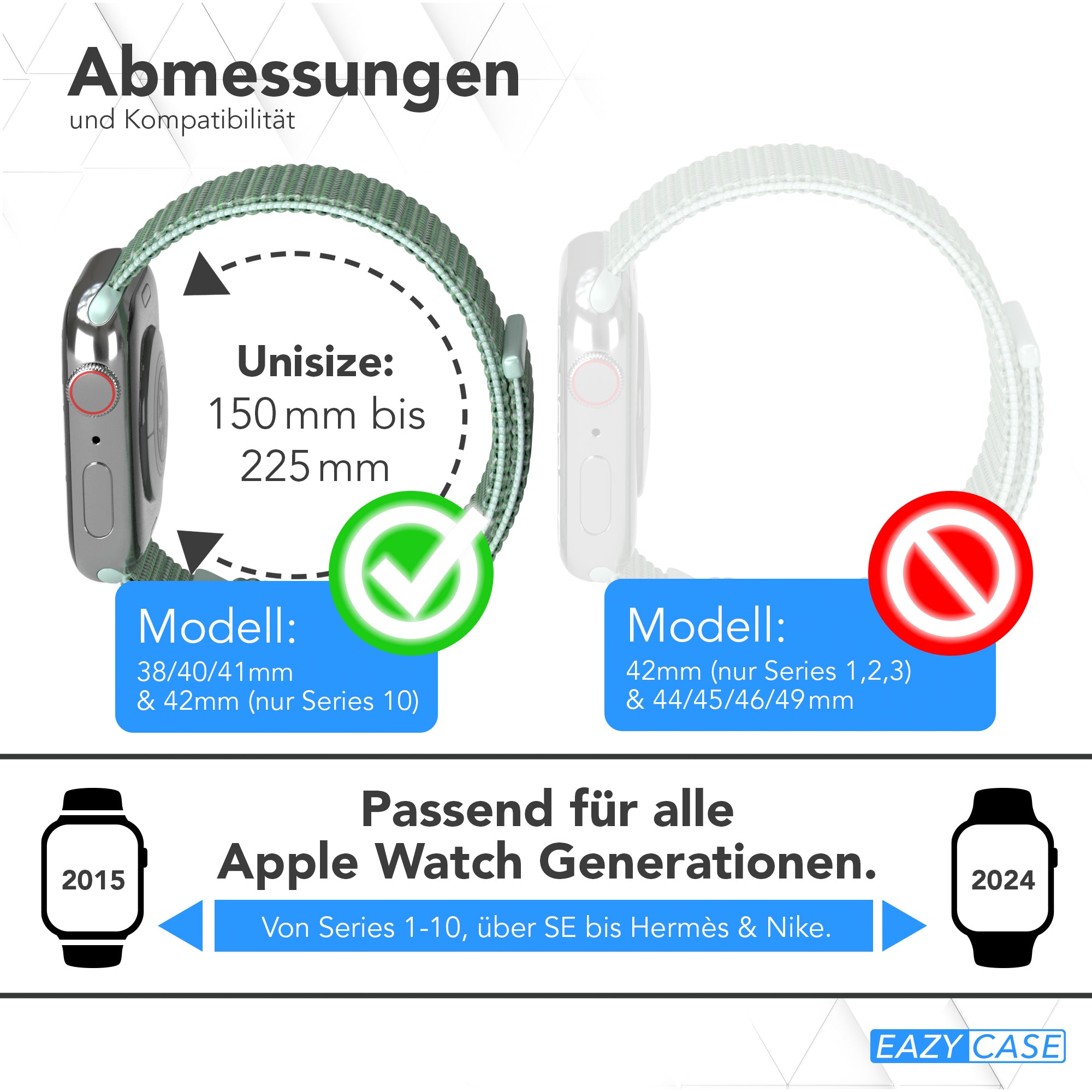 Apple Watch Nylon Armband mit Klettverschluss EAZY CASE Sport Loop