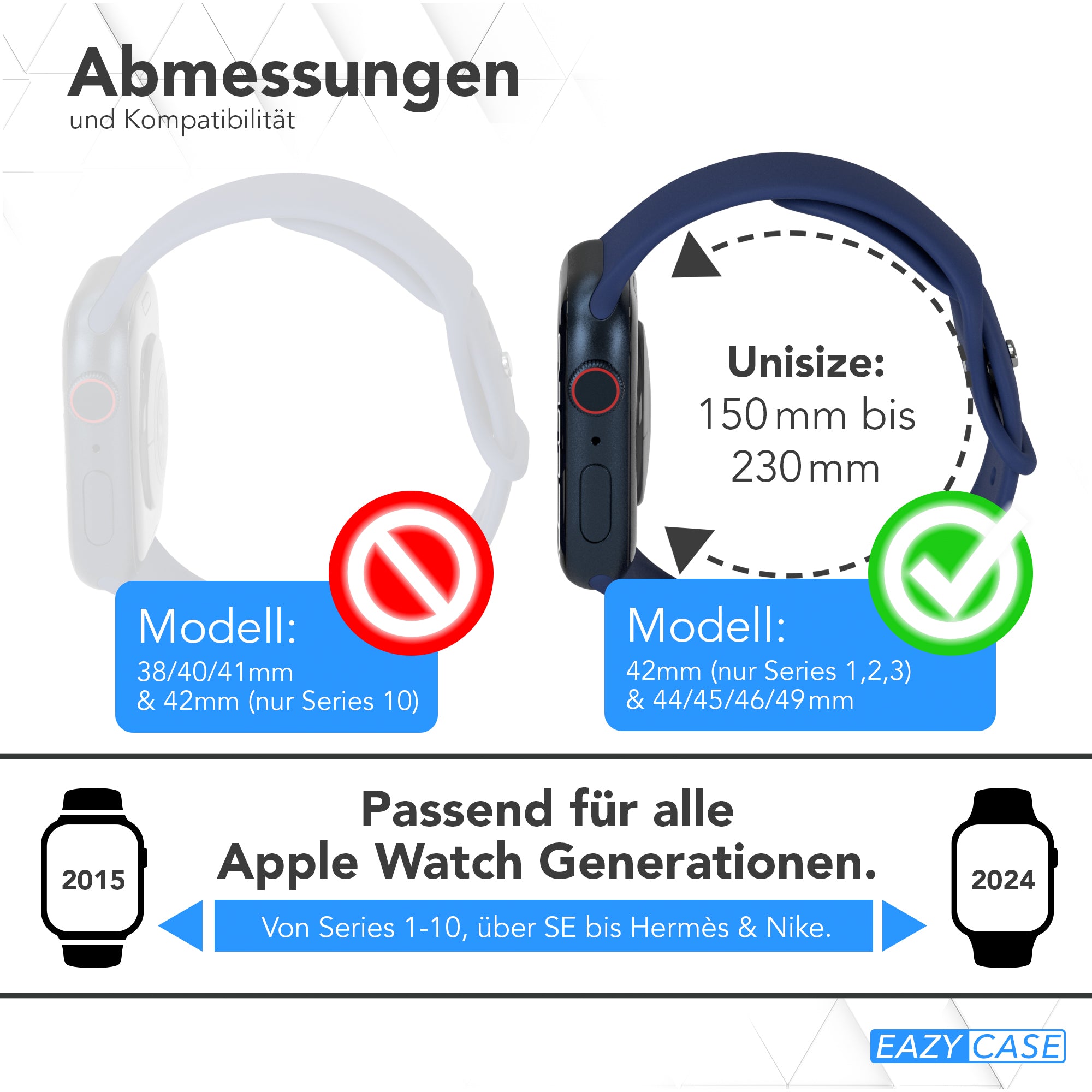 Apple Watch Silikon Armband mit Schnellverschluss von EAZY CASE