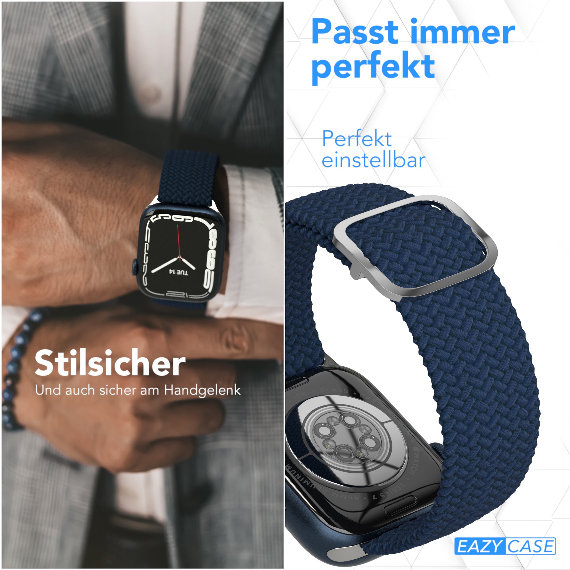 Apple Watch Armband geflochten Edelstahl Magnetverschluss EAZY CASE Wristband