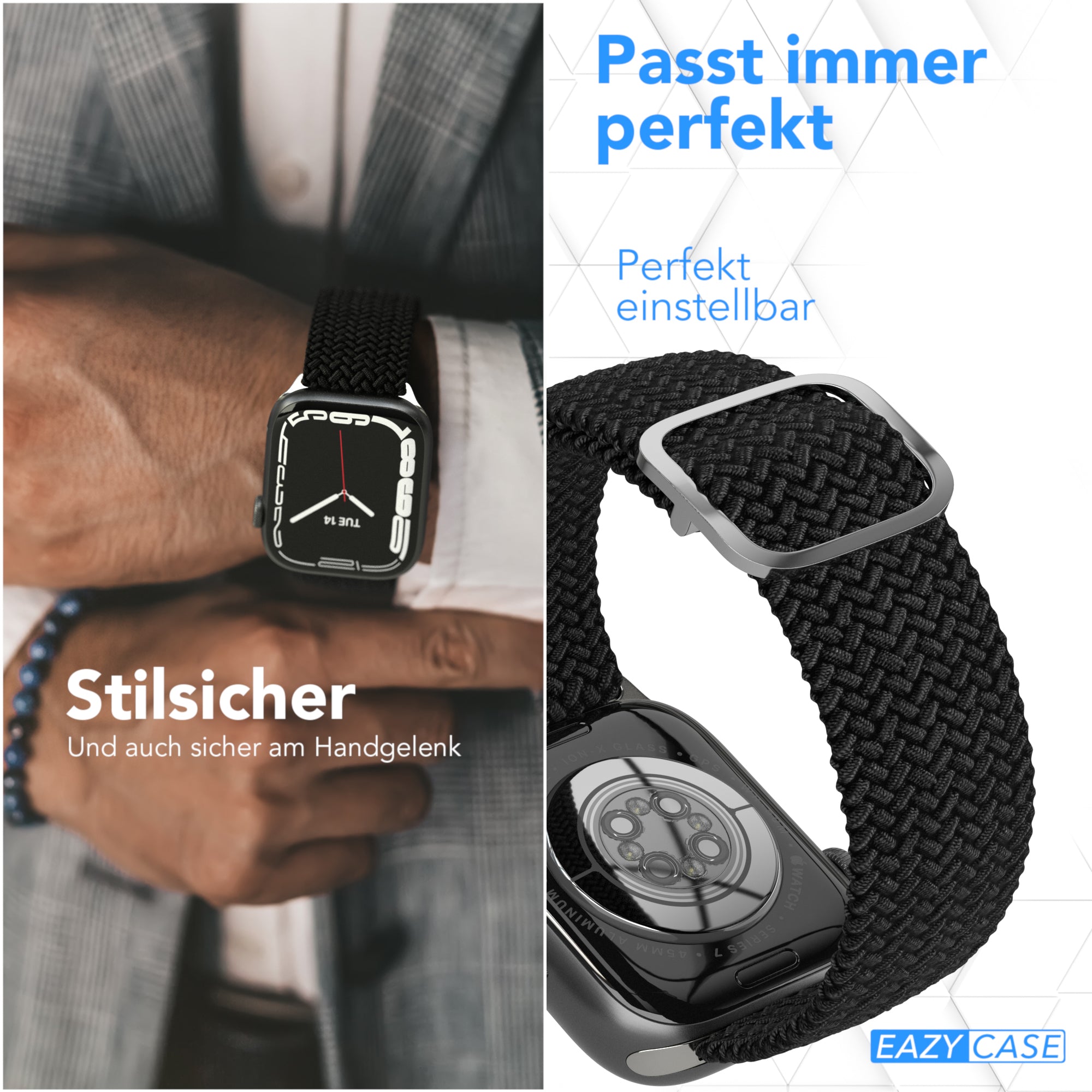 Apple Watch Armband geflochten Edelstahl Magnetverschluss EAZY CASE Wristband