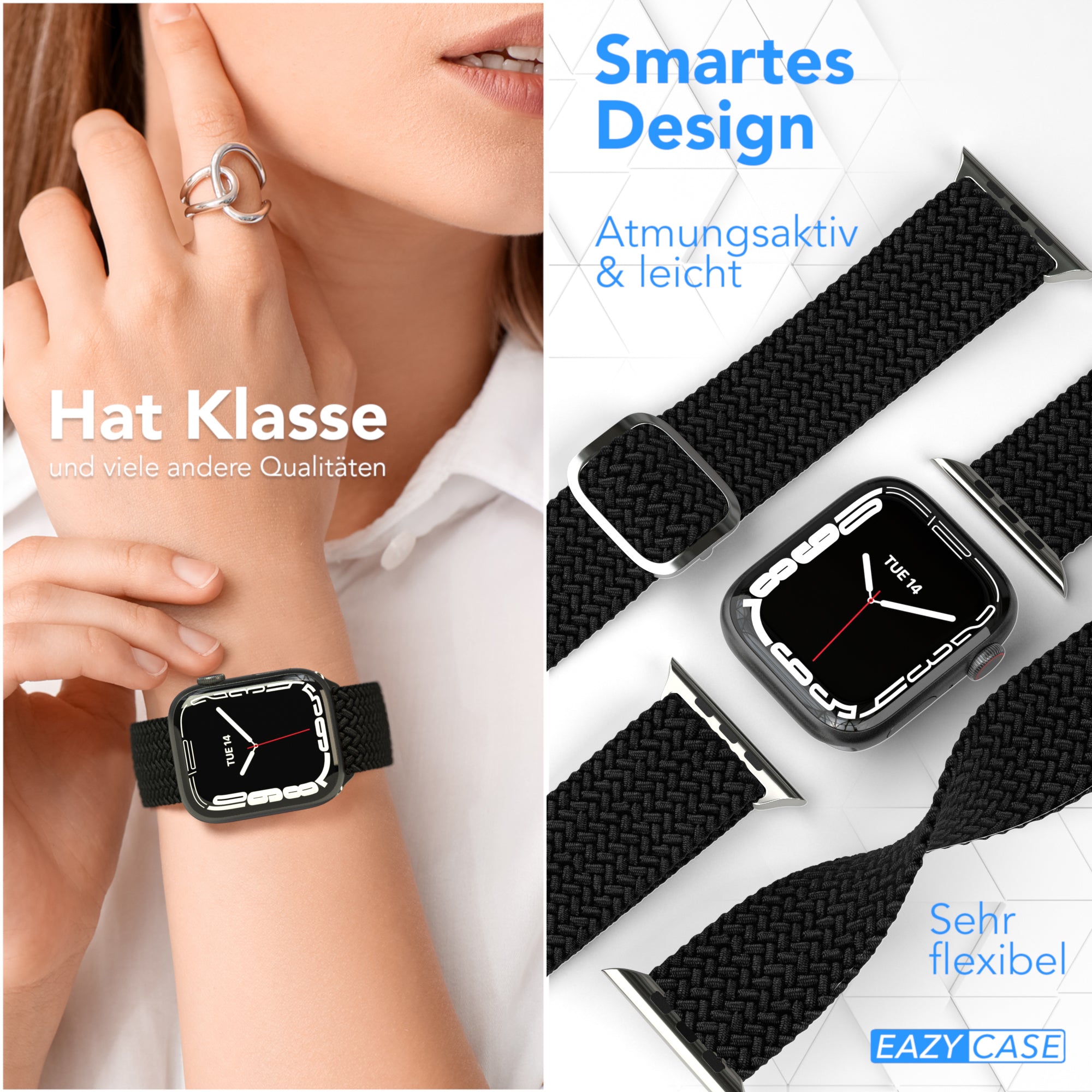 Apple Watch Armband geflochten Edelstahl Magnetverschluss EAZY CASE Wristband