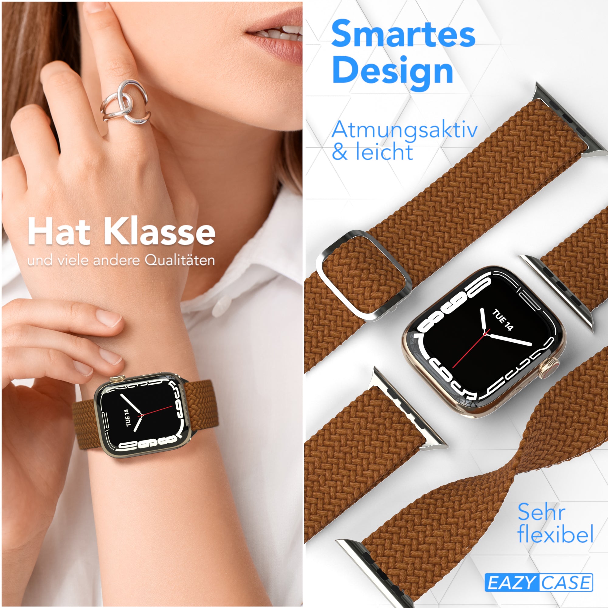 Apple Watch Armband geflochten Edelstahl Magnetverschluss EAZY CASE Wristband