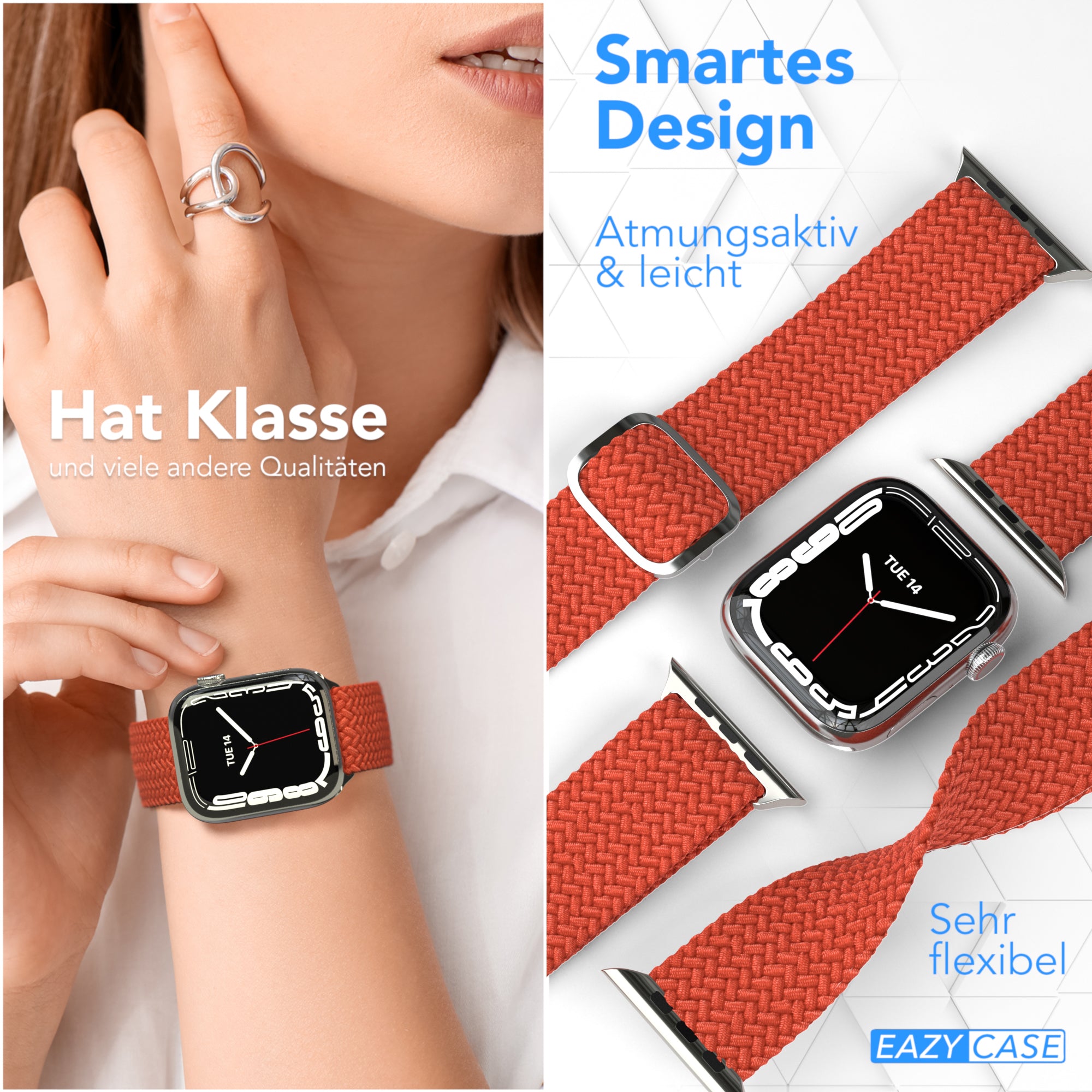 Apple Watch Armband geflochten Edelstahl Magnetverschluss EAZY CASE Wristband