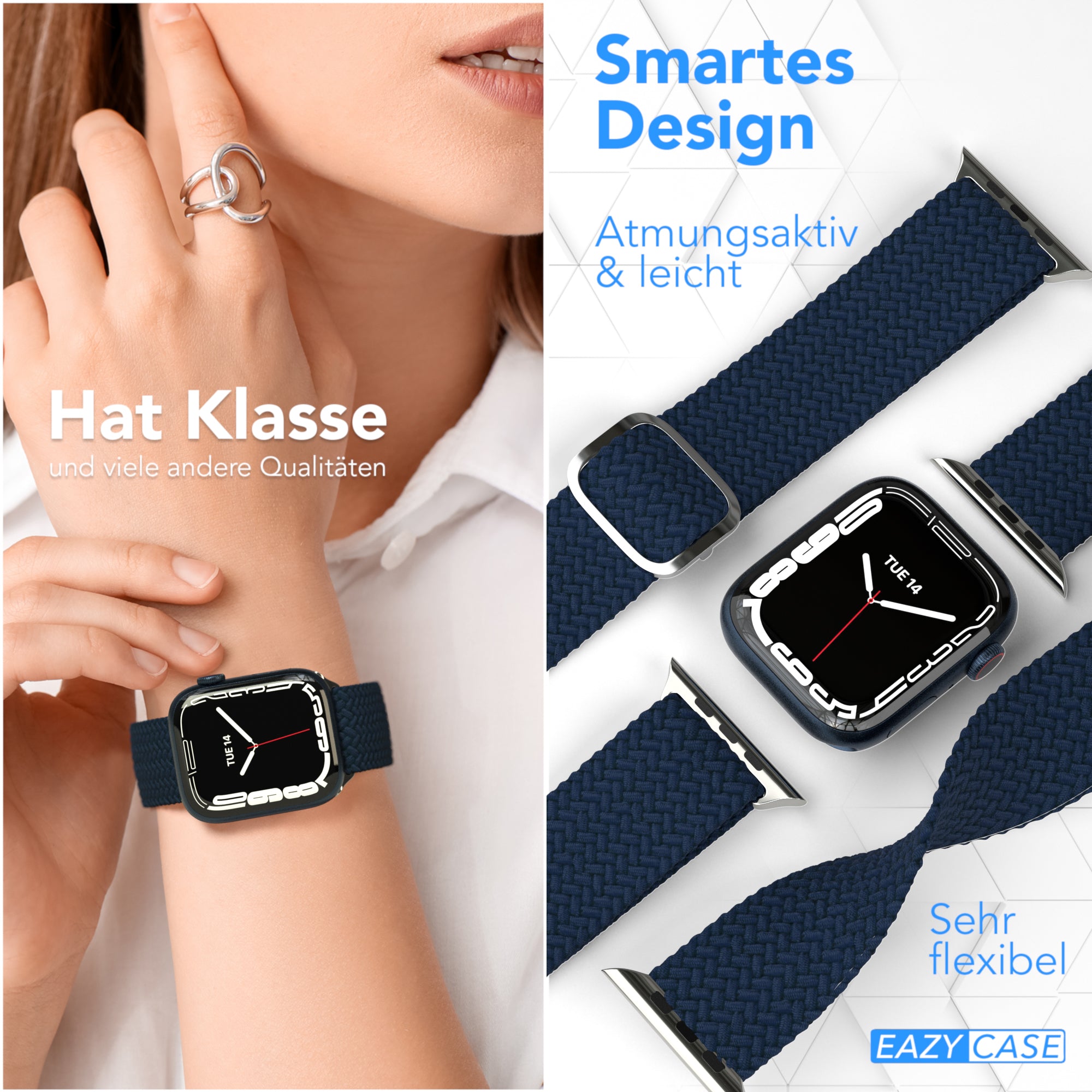 Apple Watch Armband geflochten Edelstahl Magnetverschluss EAZY CASE Wristband