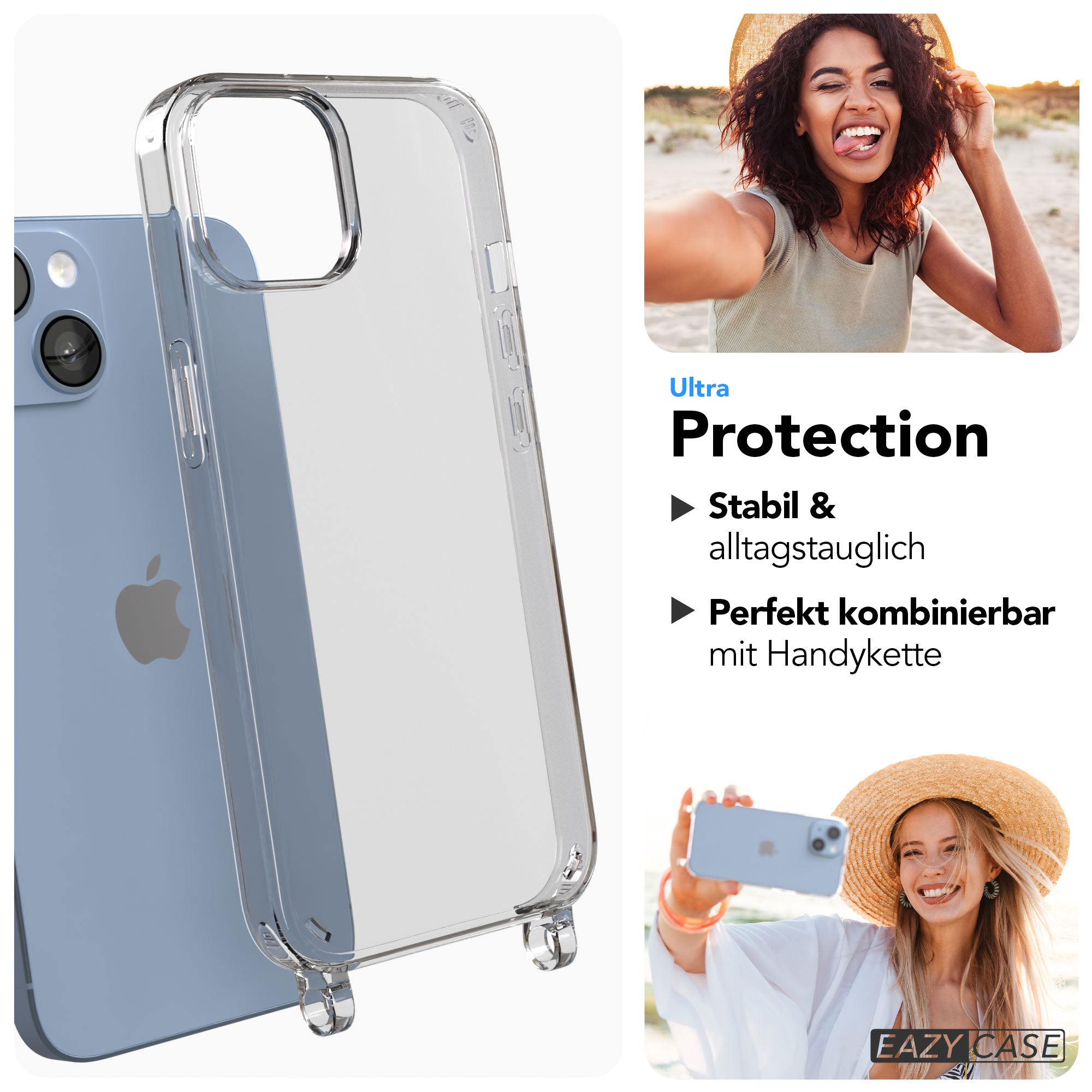 iPhone 14 Hülle für Handyketten mit TPU Befestigungsösen