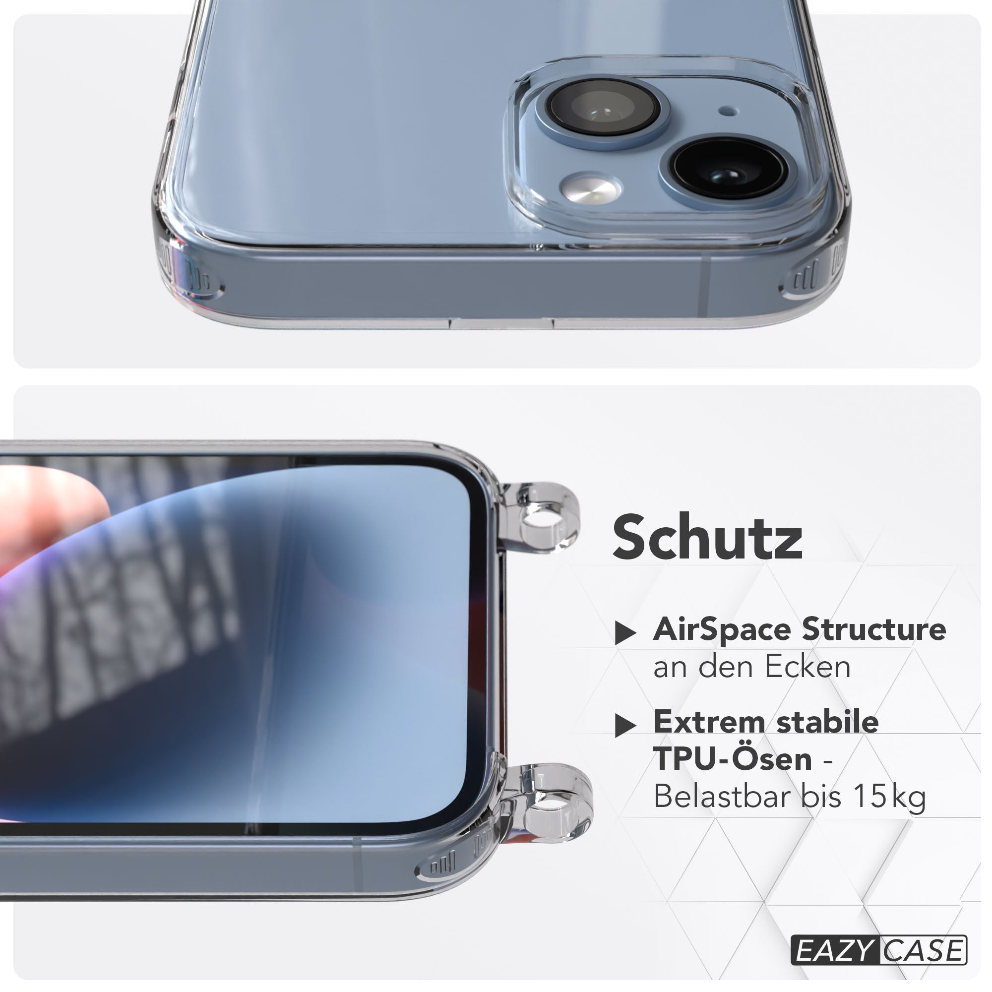 iPhone 14 Hülle für Handyketten mit TPU Befestigungsösen