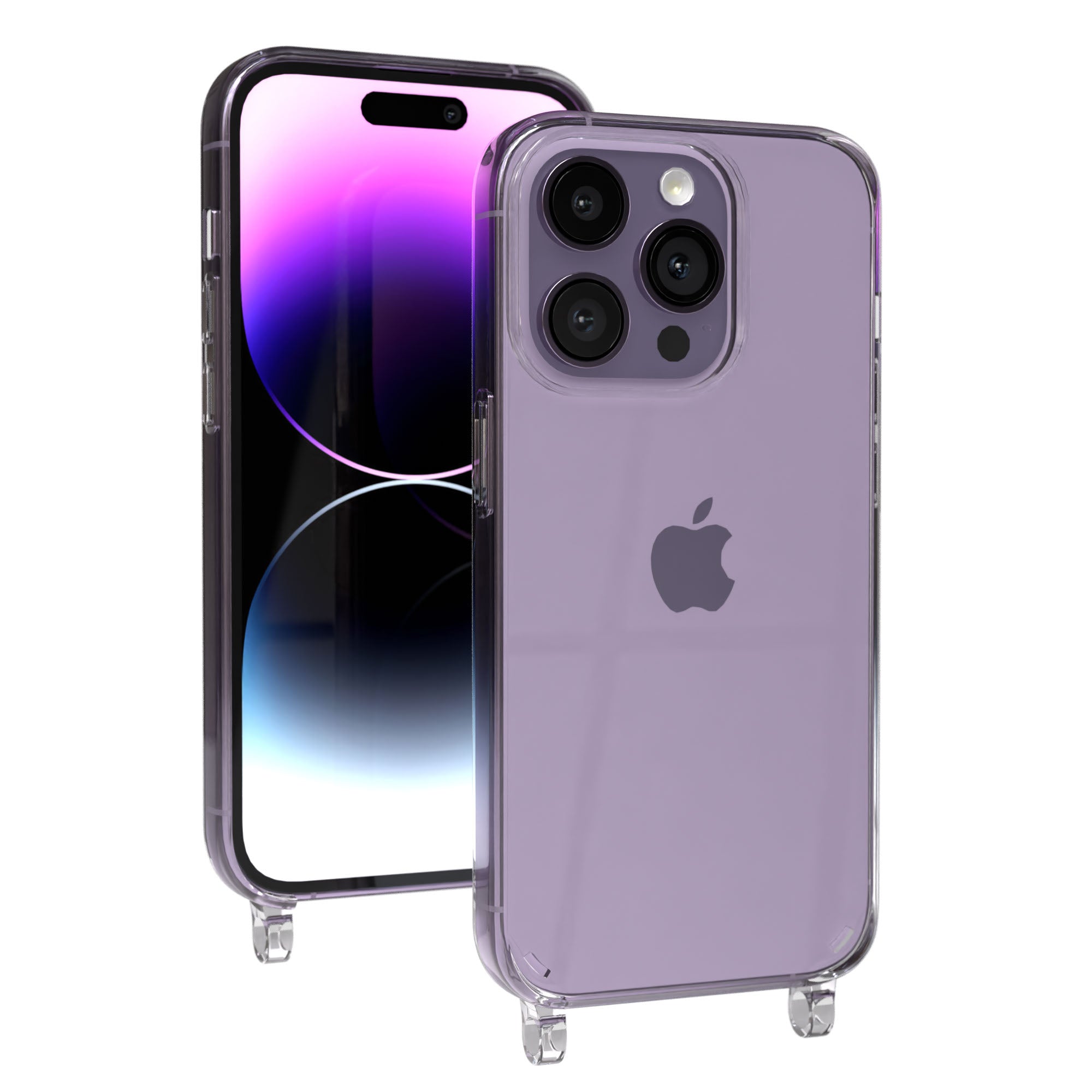 iPhone 14 Pro Schutzhülle mit Befestigungsösen für Handyketten transparent