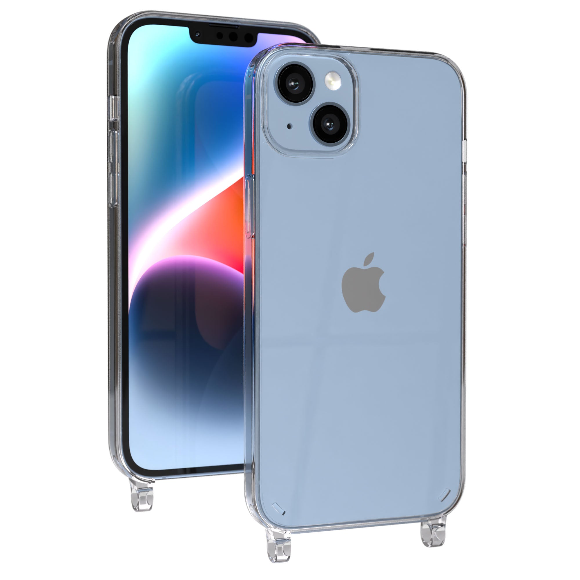 iPhone 14 Plus Handyhülle mit Befestigungsösen für Handyketten transparent