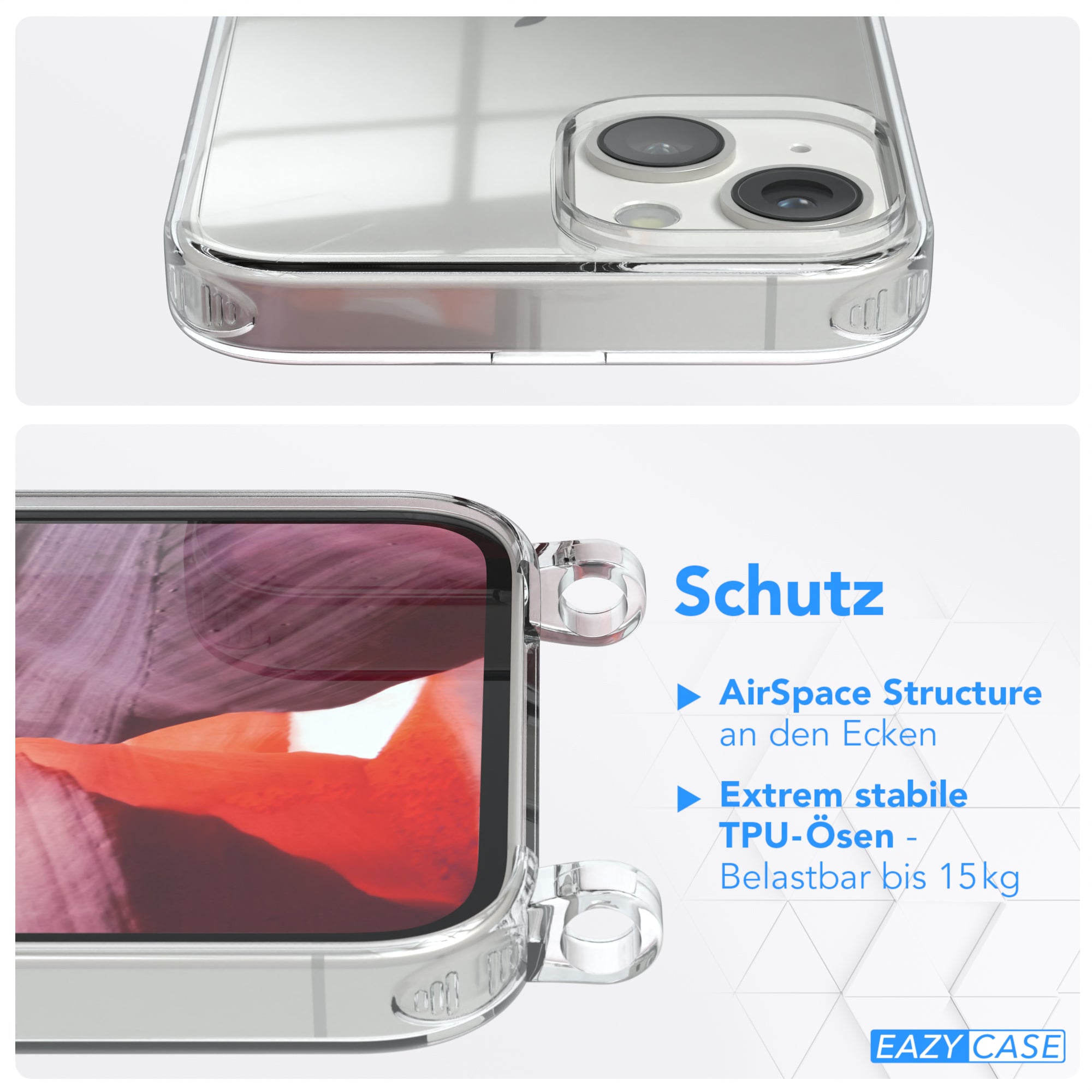 iPhone 14 transparente Hülle + Kordel