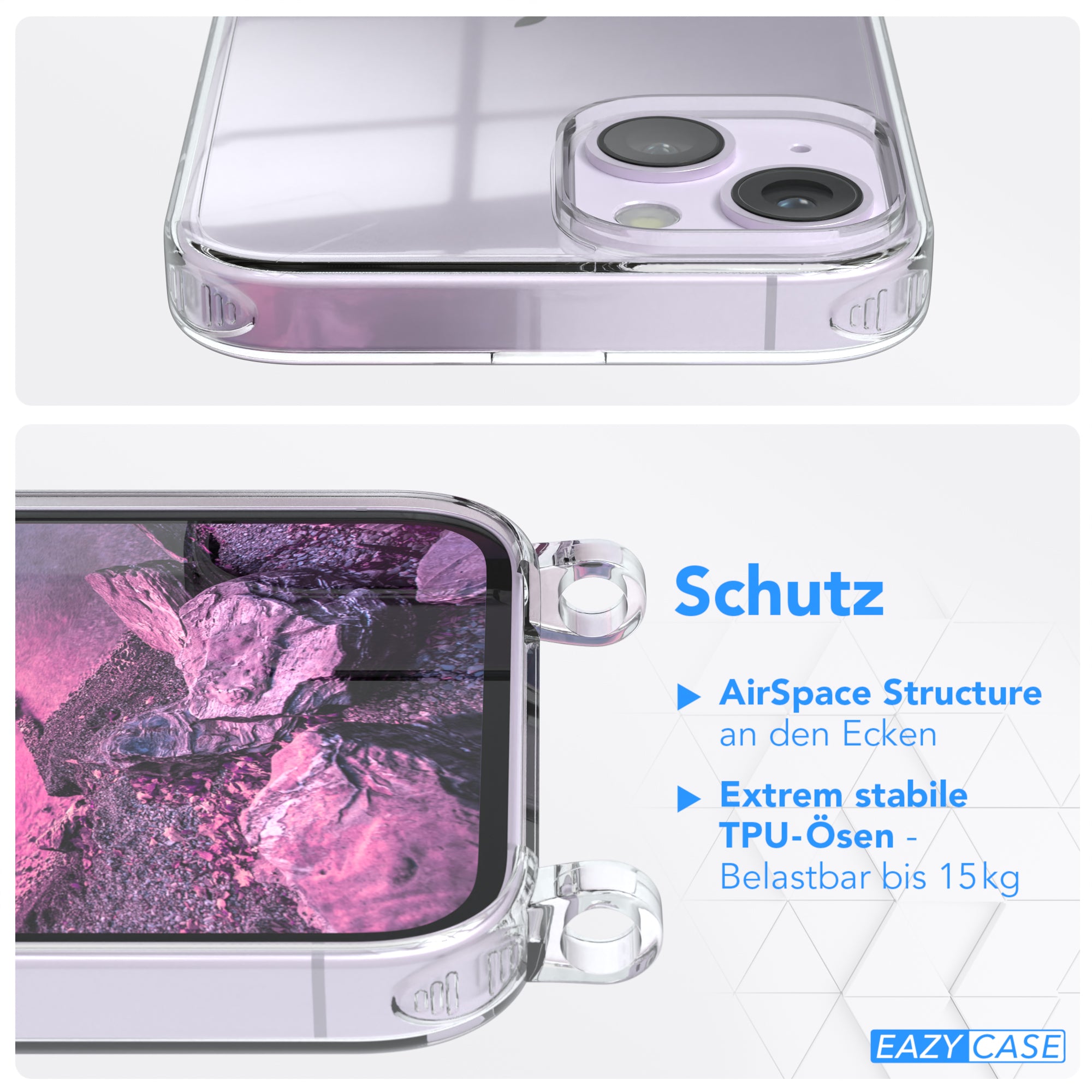 iPhone 14 transparente Hülle + Kordel