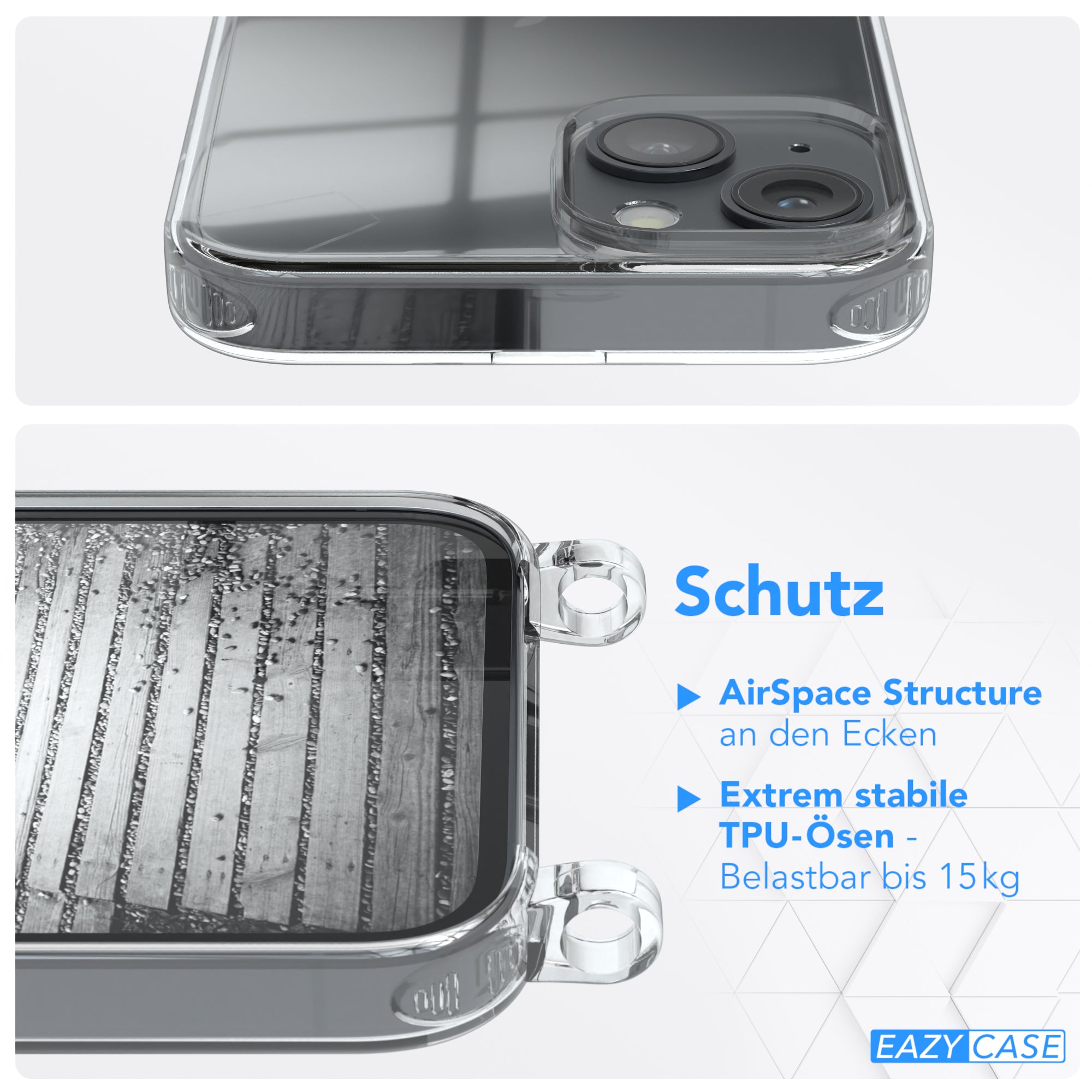 iPhone 14 Hülle mit Metallkette + Schwarze Kordel