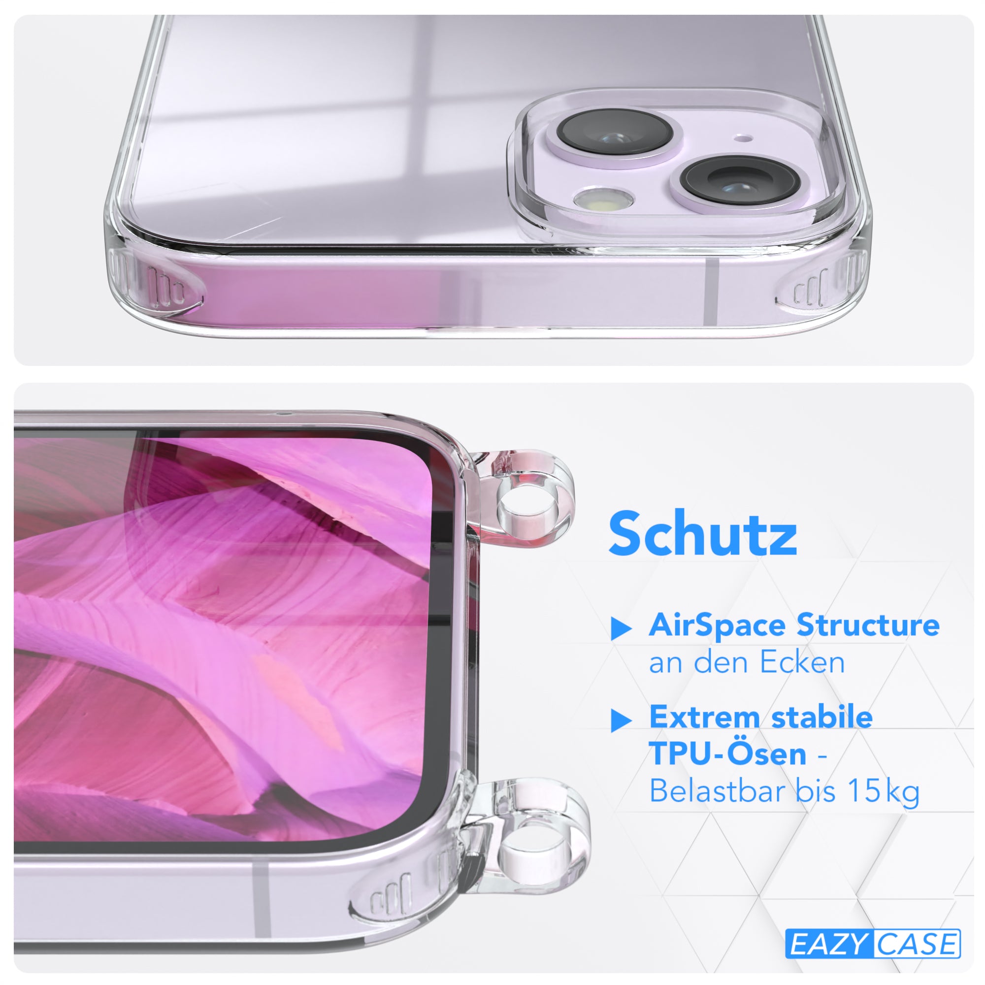 iPhone 14 Plus transparente Hülle + Kordel