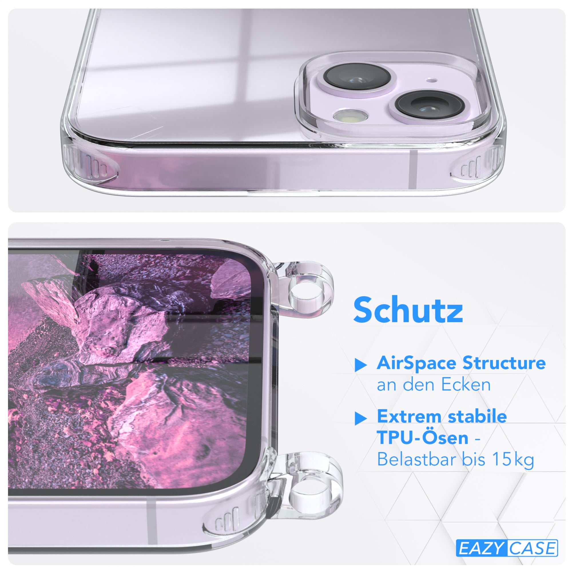 iPhone 14 Plus transparente Hülle + Kordel