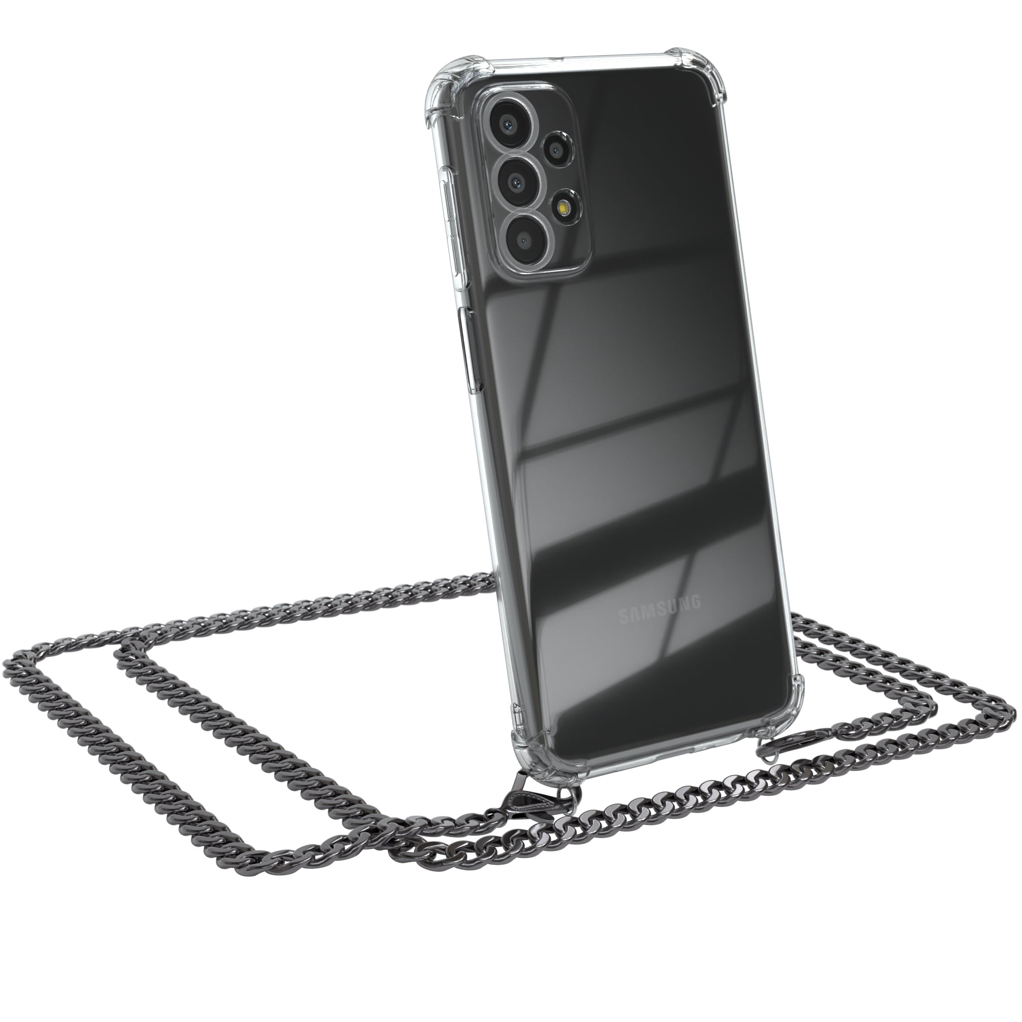 Galaxy A23 5G Hülle mit Metallkette + Schwarze Kordel