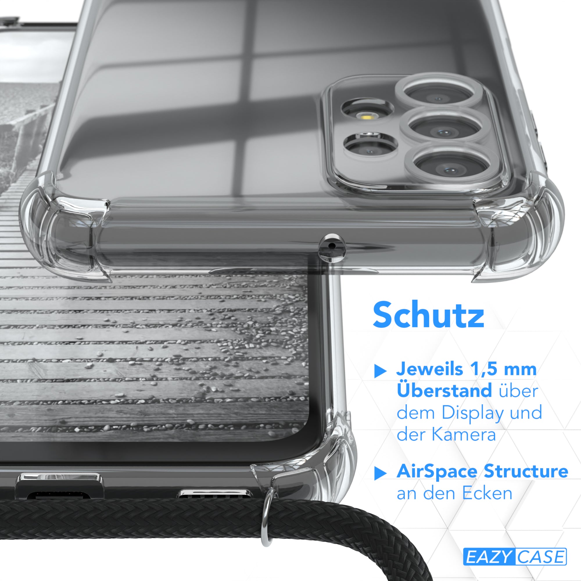Galaxy A23 5G Hülle mit Metallkette + Schwarze Kordel