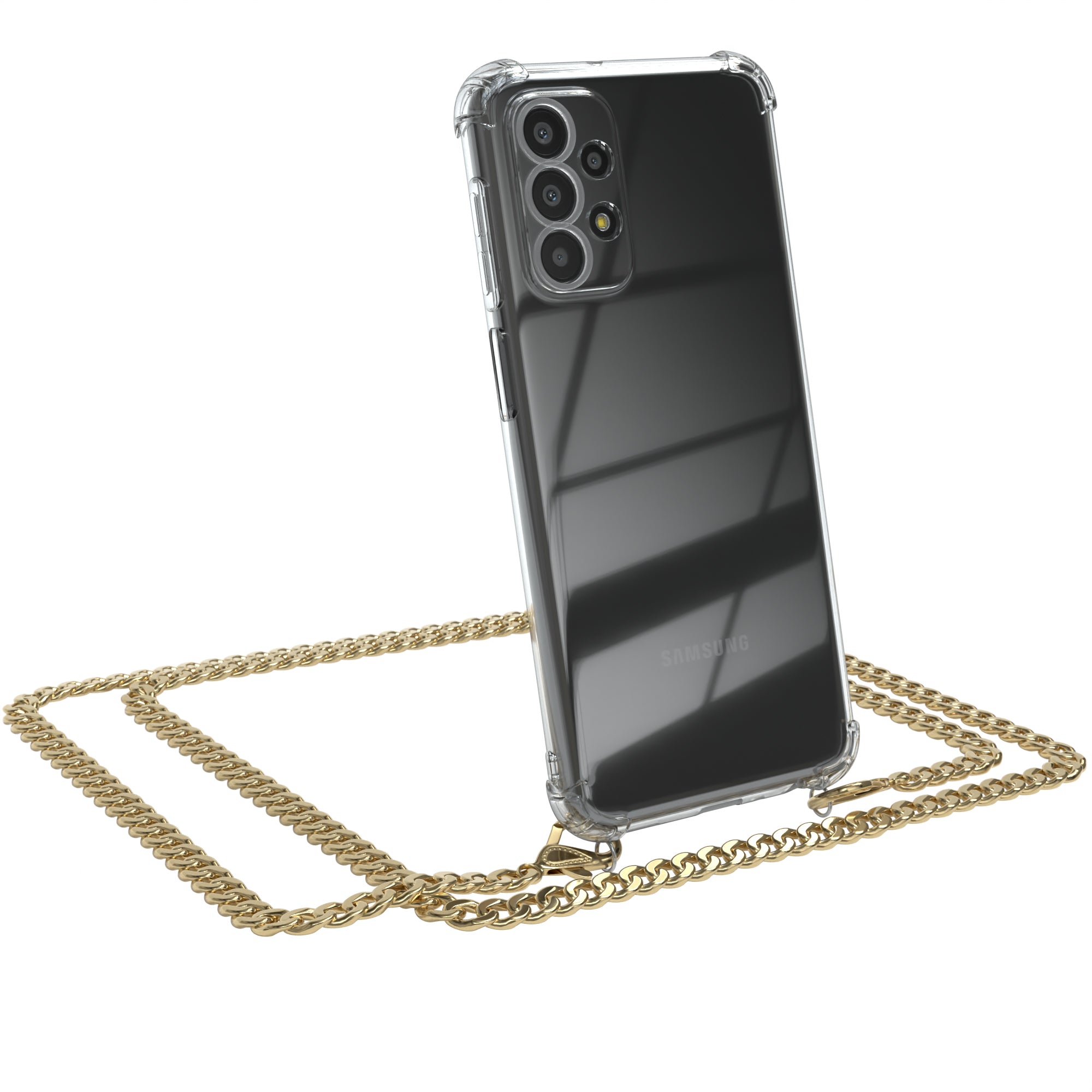 Galaxy A23 5G Hülle mit Metallkette + Schwarze Kordel