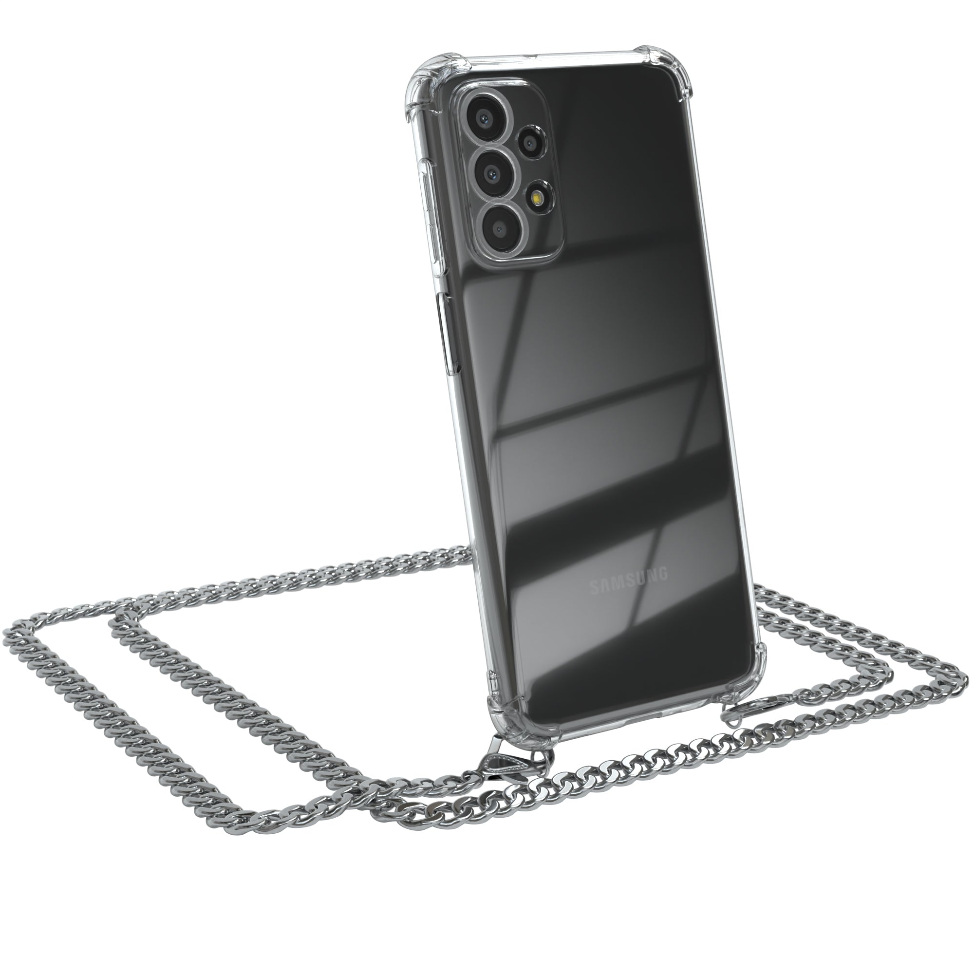 Galaxy A23 5G Hülle mit Metallkette + Schwarze Kordel