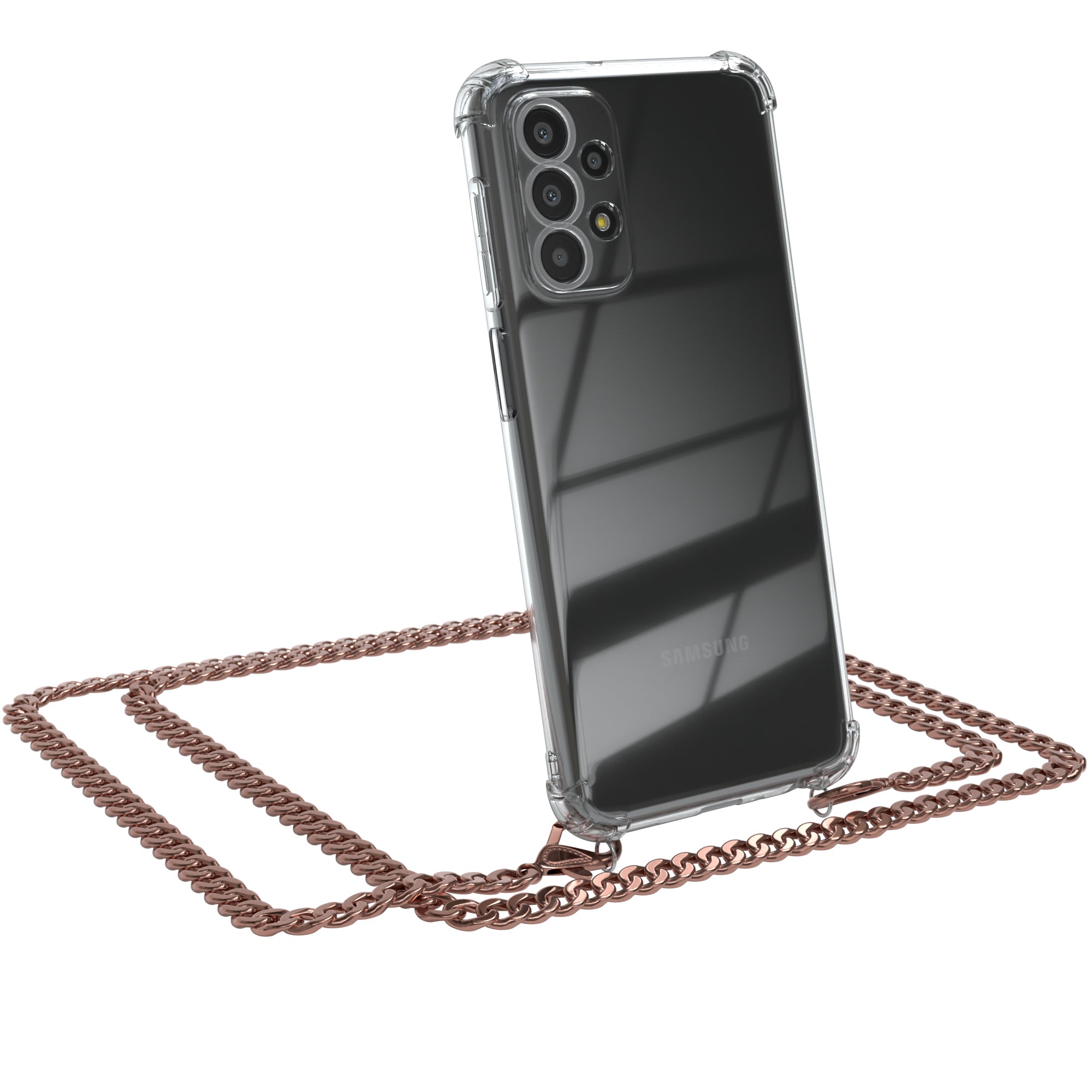 Galaxy A23 5G Hülle mit Metallkette + Schwarze Kordel