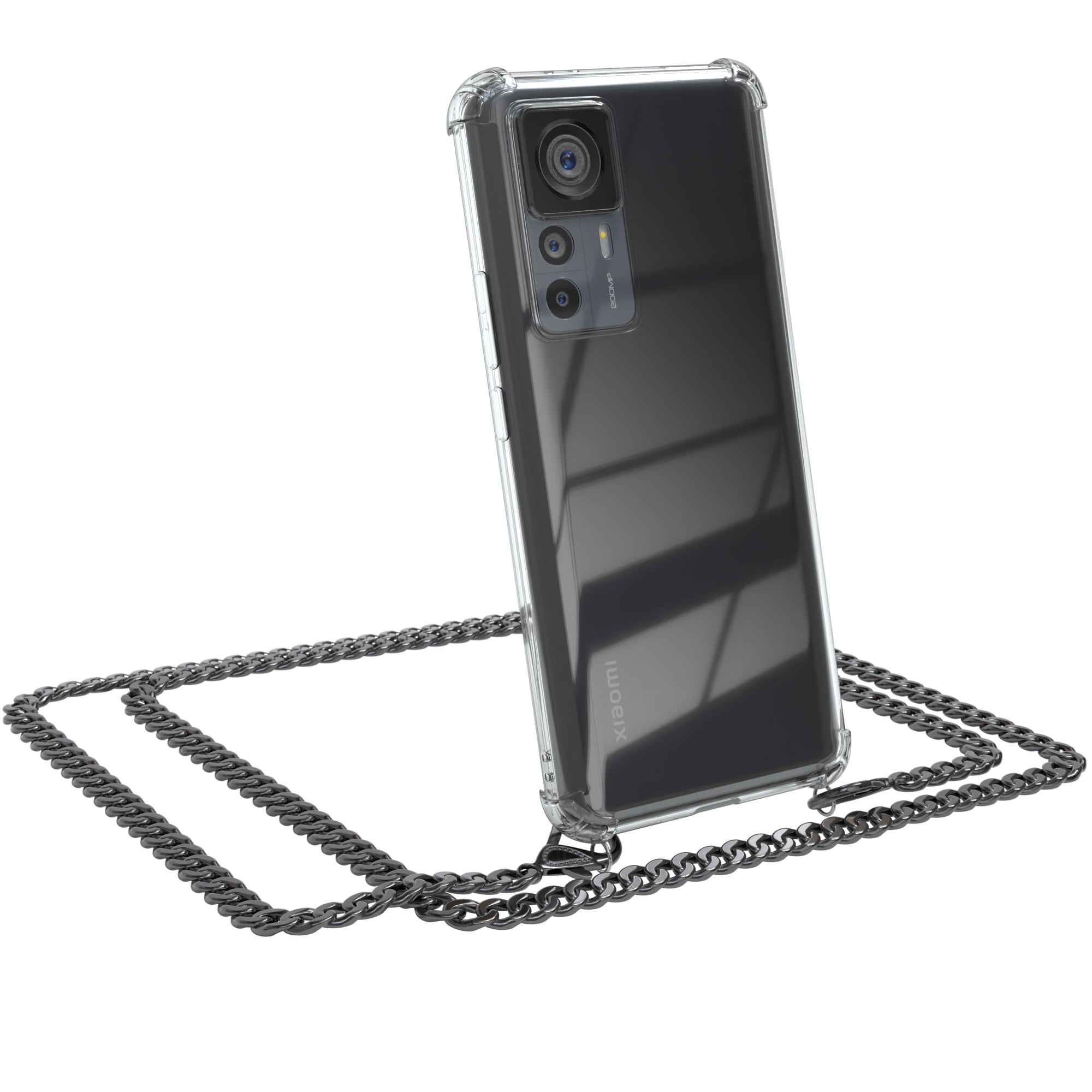 Xiaomi 12T / 12T Pro Hülle mit Metallkette + Schwarze Kordel