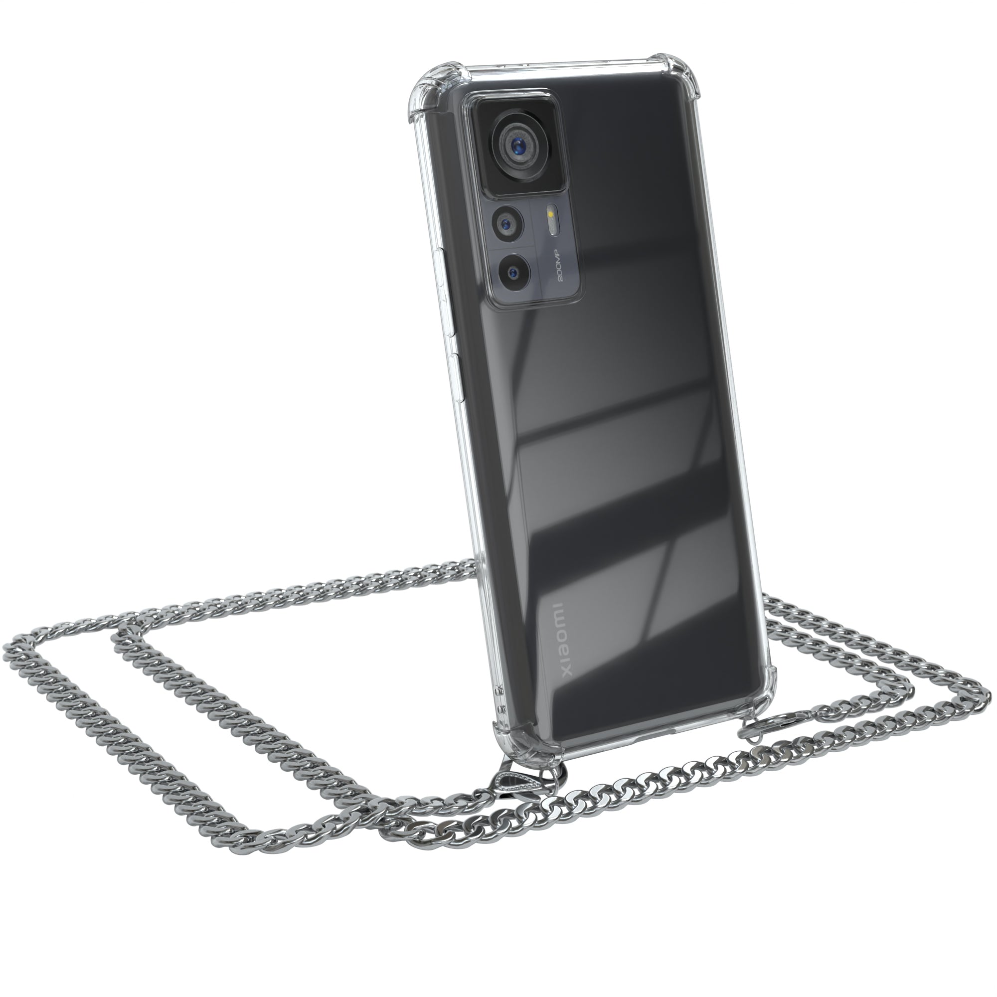 Xiaomi 12T / 12T Pro Hülle mit Metallkette + Schwarze Kordel