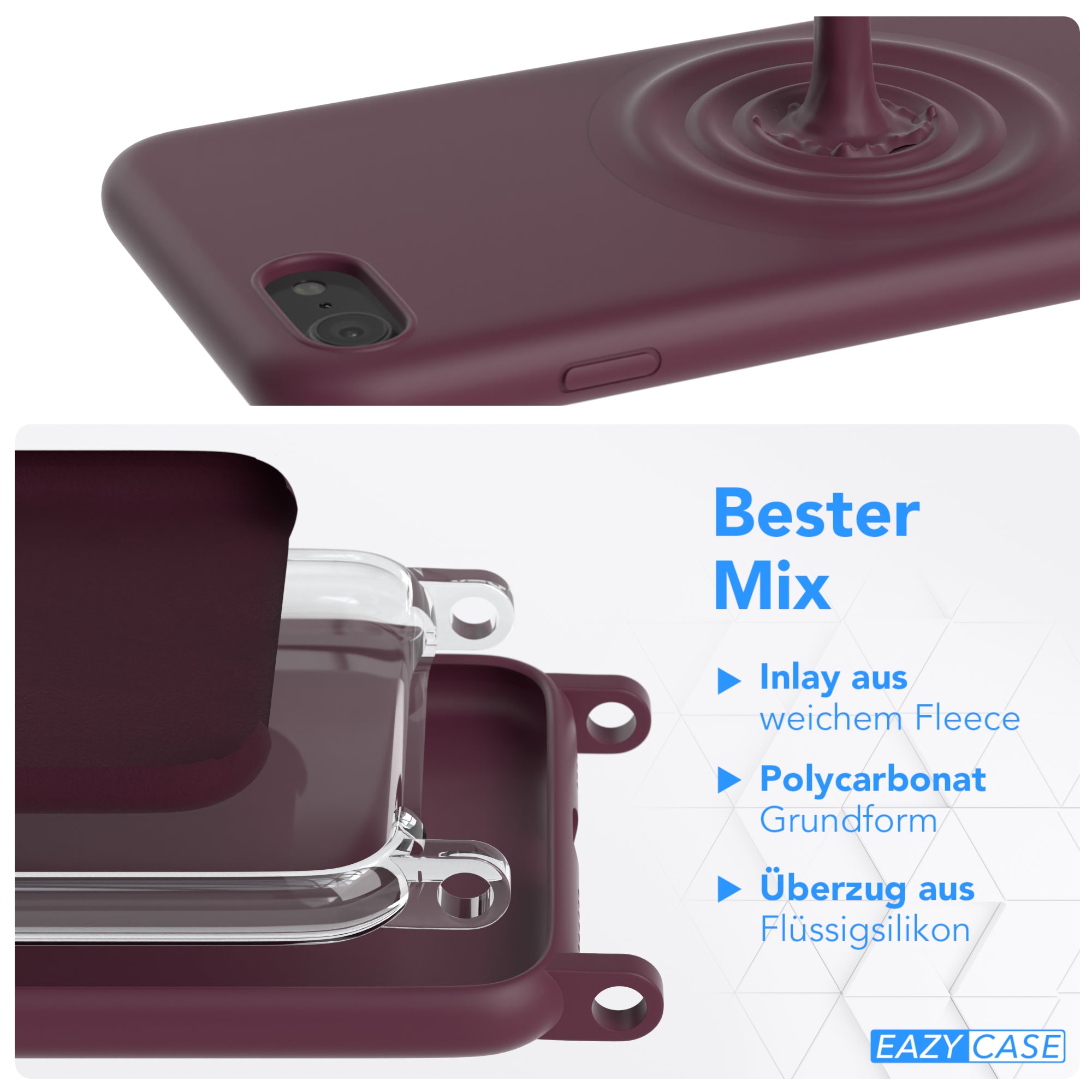 iPhone SE 2022 / 2020 / 8 / 7 Silikonhülle + Uni Kordel