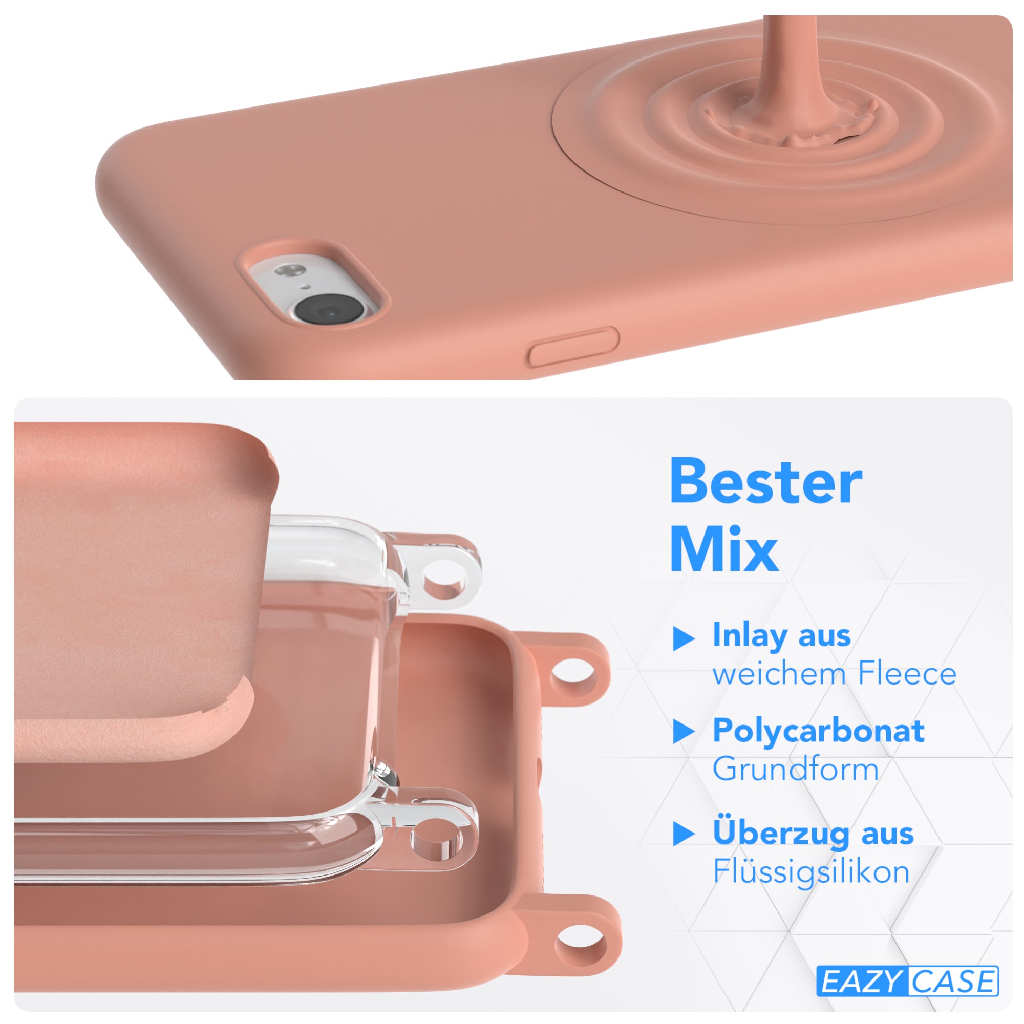 iPhone SE 2022 / 2020 / 8 / 7 Silikonhülle + Uni Kordel