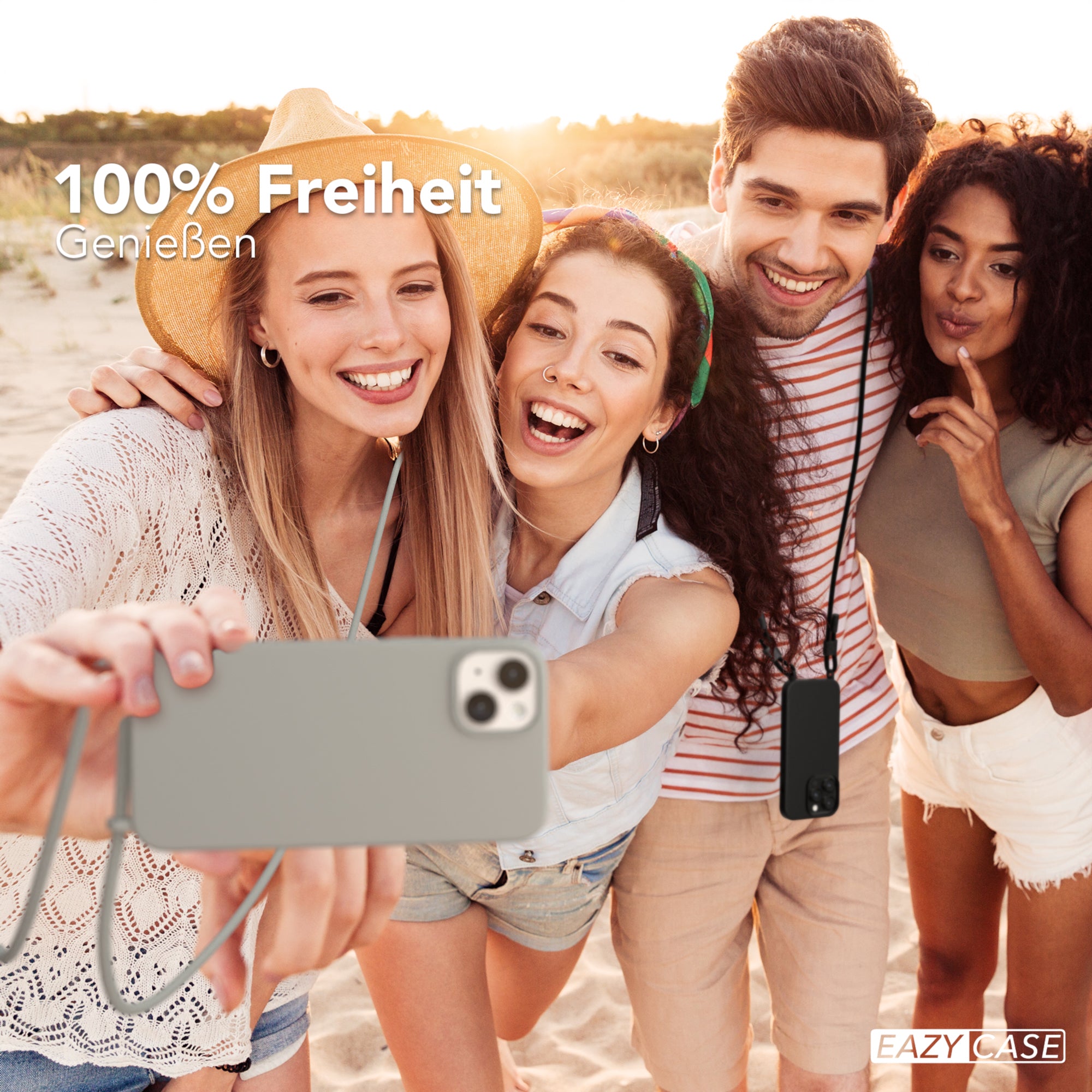iPhone 14 Plus Silikonhülle + Uni Kordel