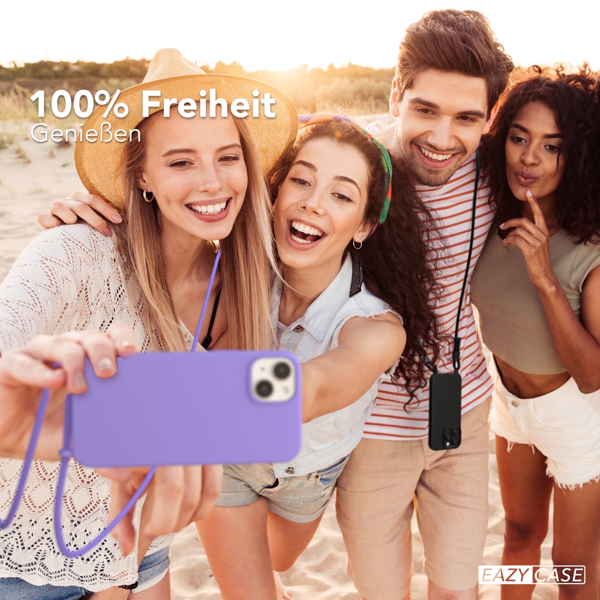 iPhone 14 Plus Silikonhülle + Uni Kordel