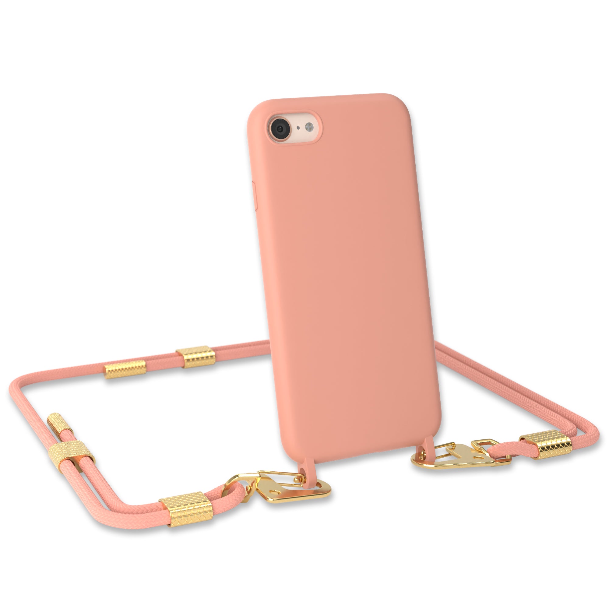 iPhone SE 2022 / 2020 / 8 / 7 Silikonhülle + Kordel mit Karabinern