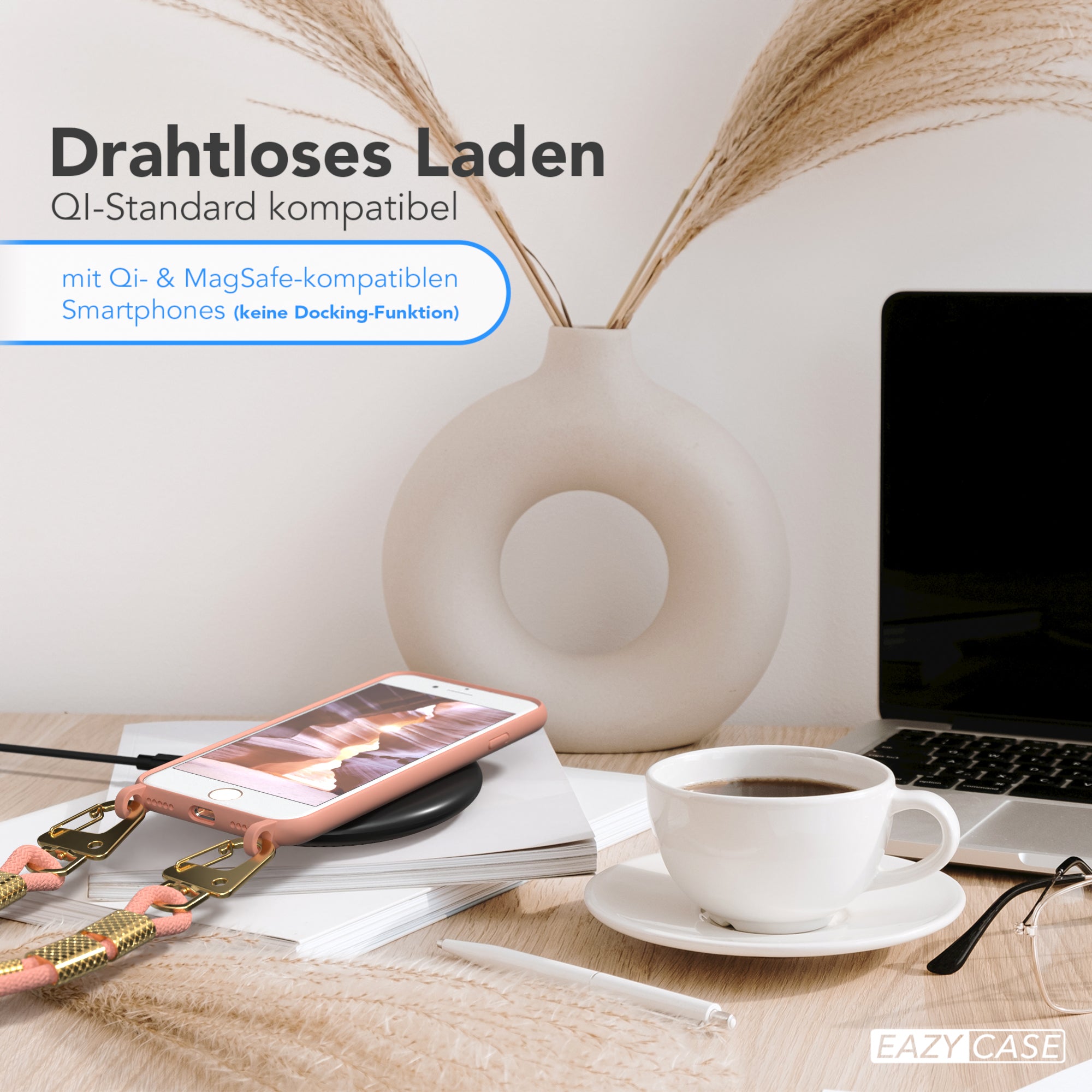 iPhone SE 2022 / 2020 / 8 / 7 Silikonhülle + Kordel mit Karabinern