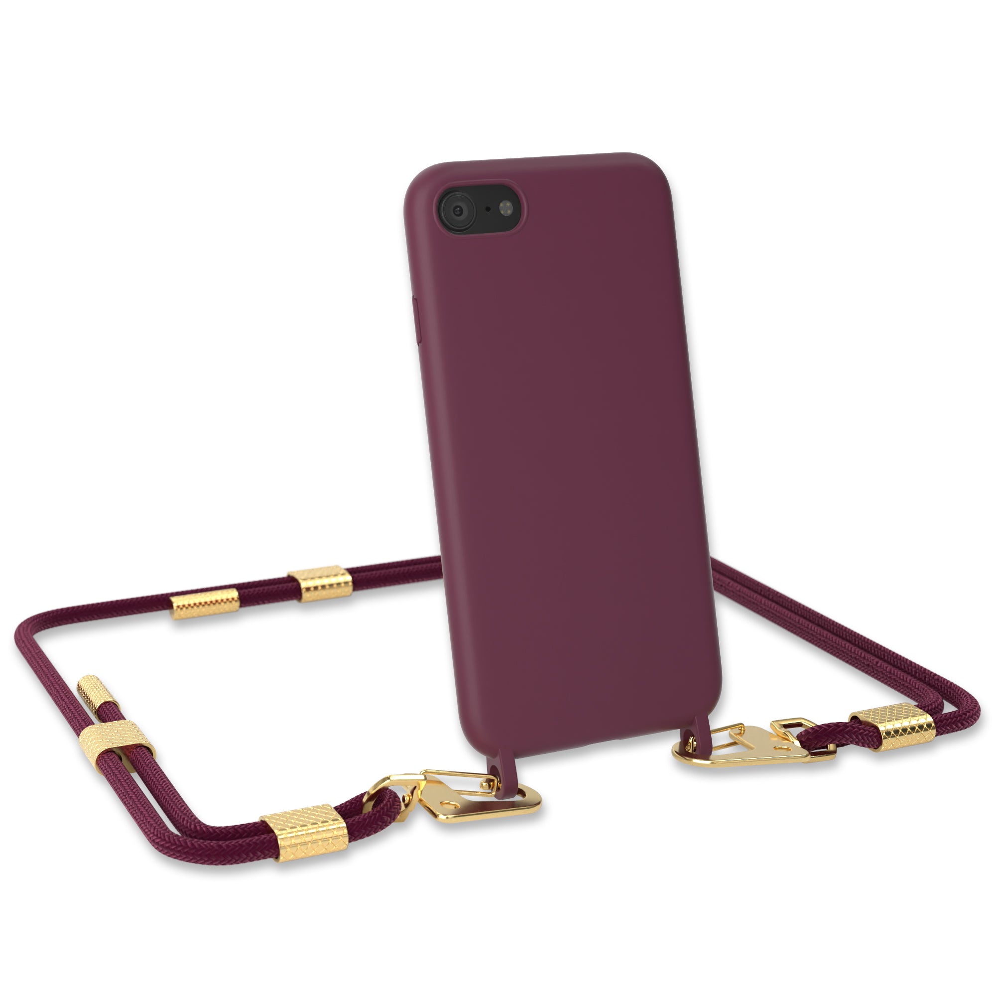 iPhone SE 2022 / 2020 / 8 / 7 Silikonhülle + Kordel mit Karabinern