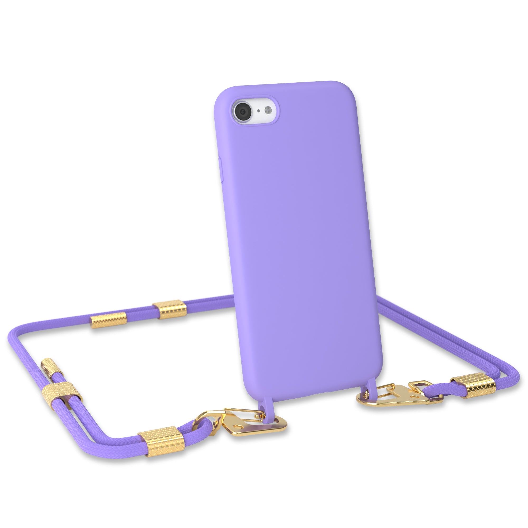 iPhone SE 2022 / 2020 / 8 / 7 Silikonhülle + Kordel mit Karabinern