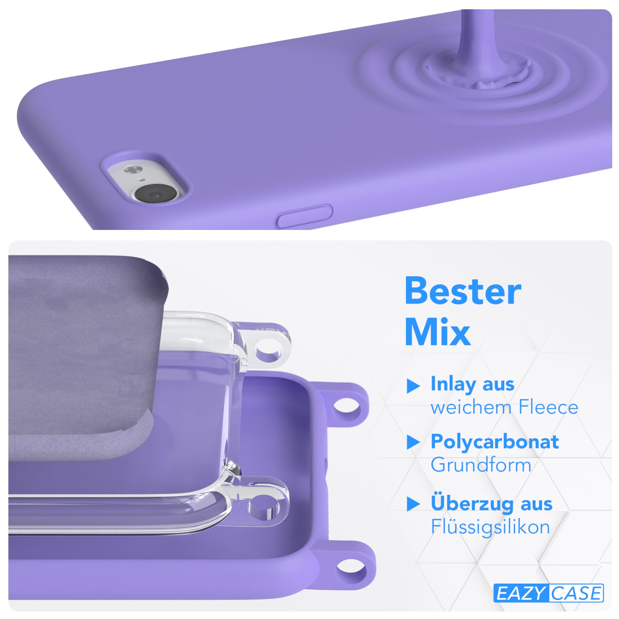 iPhone SE 2022 / 2020 / 8 / 7 Silikonhülle + Kordel mit Karabinern