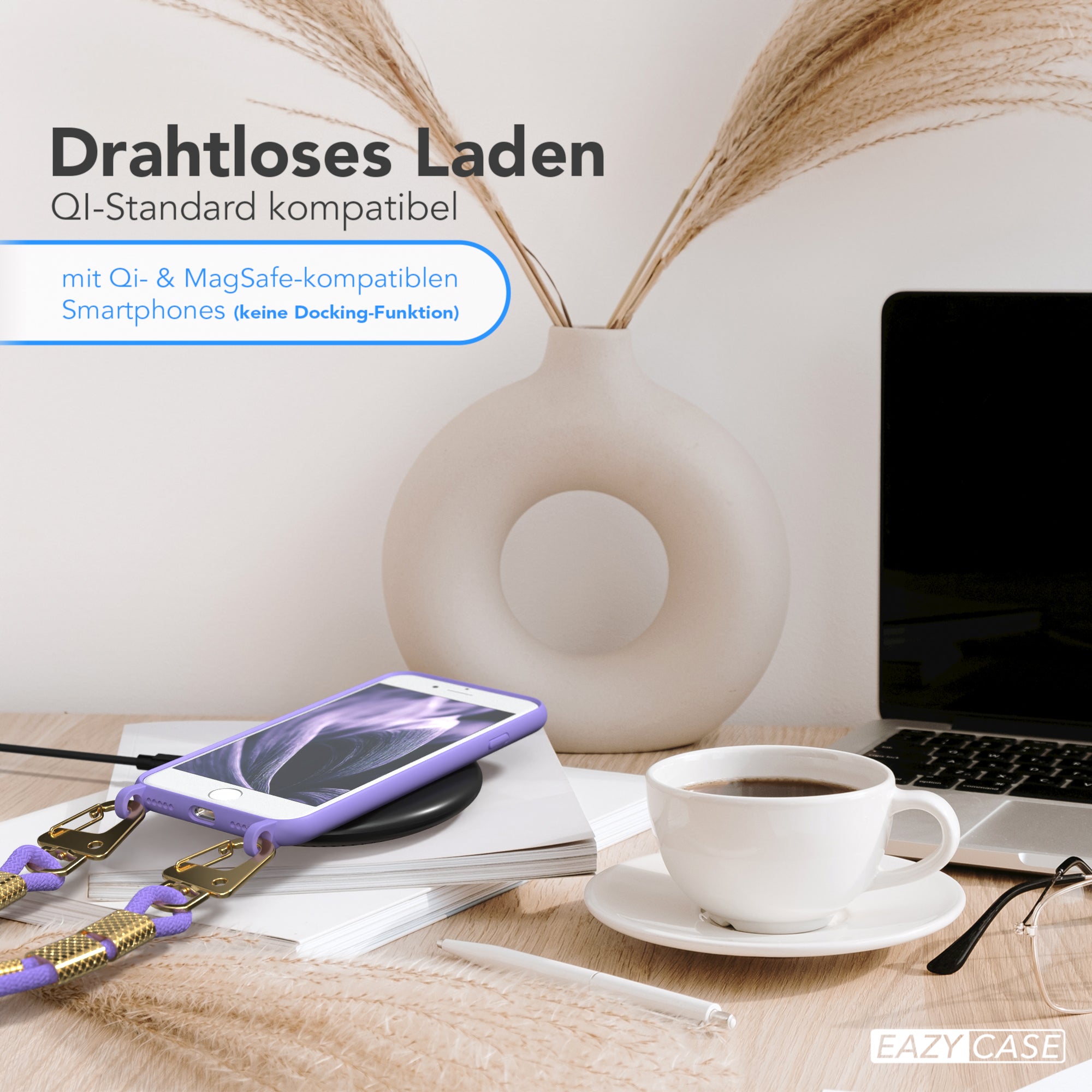 iPhone SE 2022 / 2020 / 8 / 7 Silikonhülle + Kordel mit Karabinern