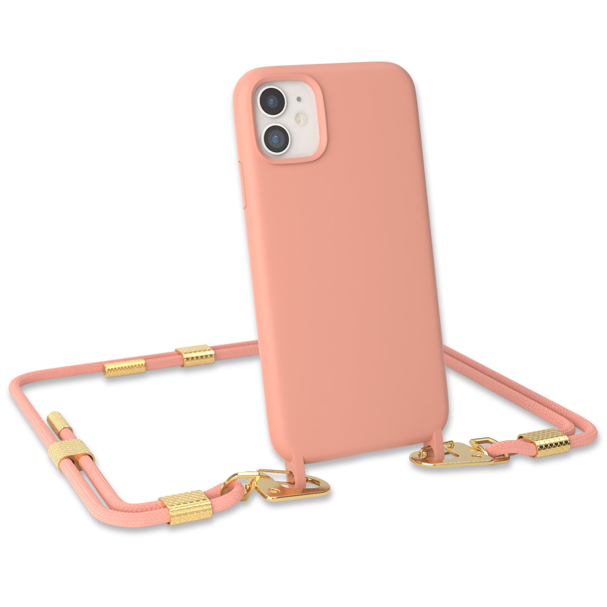 iPhone 11 Silikonhülle + Kordel mit Karabinern