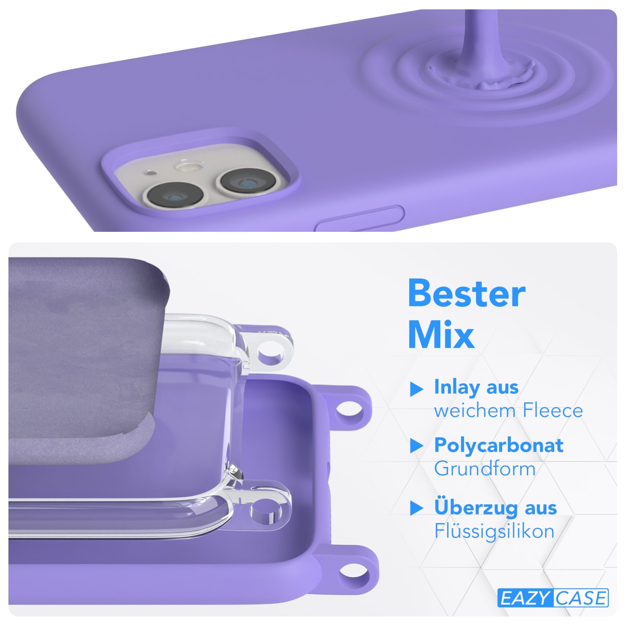 iPhone 11 Silikonhülle + Kordel mit Karabinern