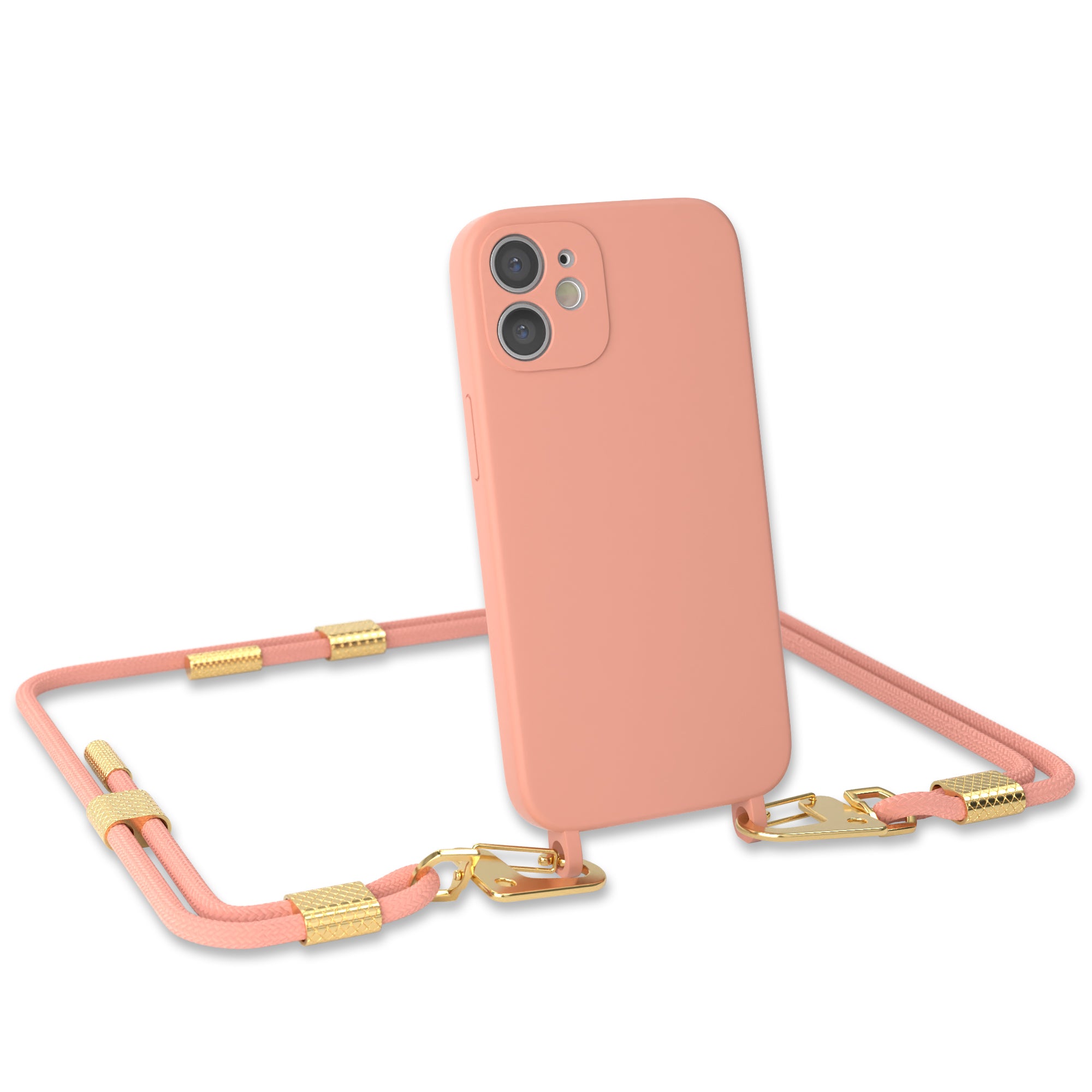 iPhone 12 Mini Silikonhülle + Kordel mit Karabinern