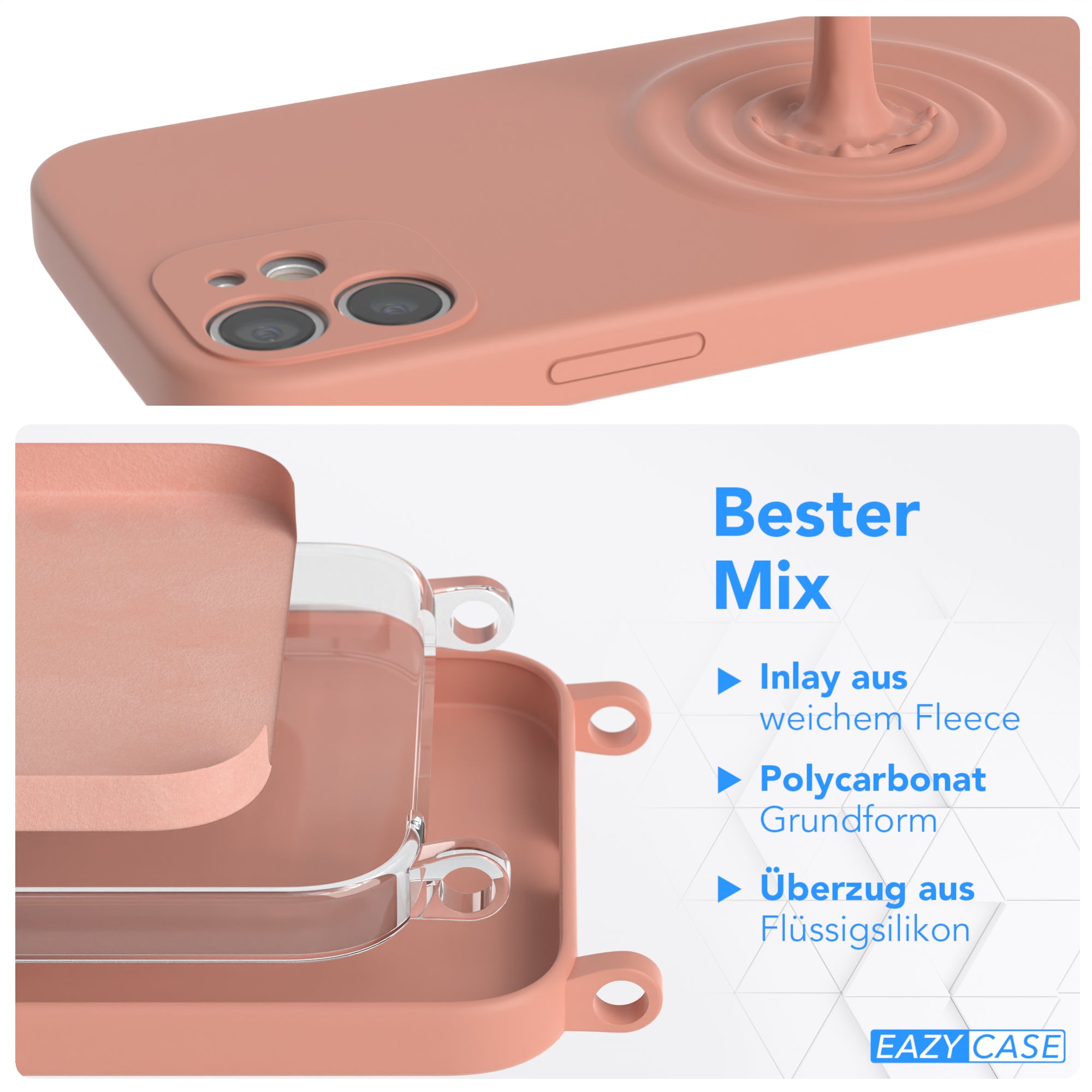 iPhone 12 Mini Silikonhülle + Kordel mit Karabinern