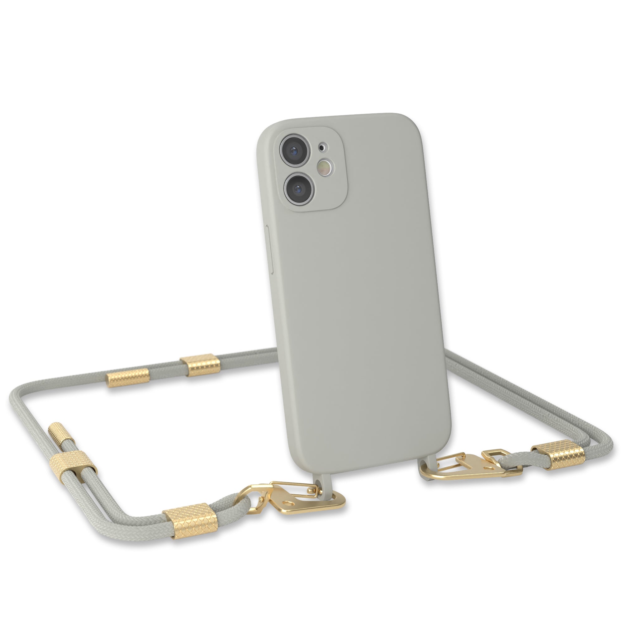 iPhone 12 Mini Silikonhülle + Kordel mit Karabinern