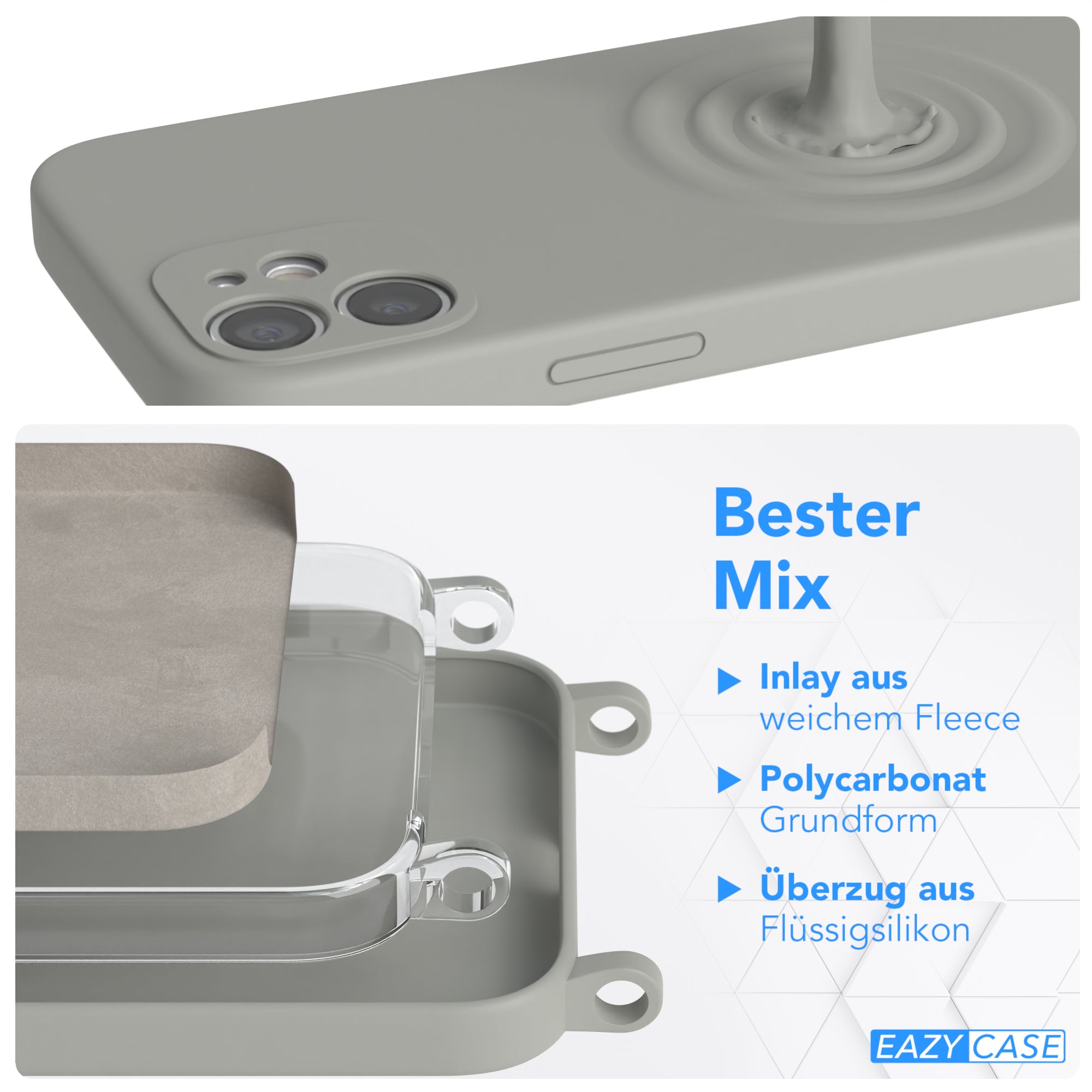 iPhone 12 Mini Silikonhülle + Kordel mit Karabinern